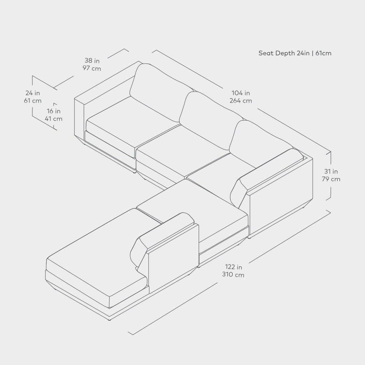 Podium Modular 5PC Seating Group | Left