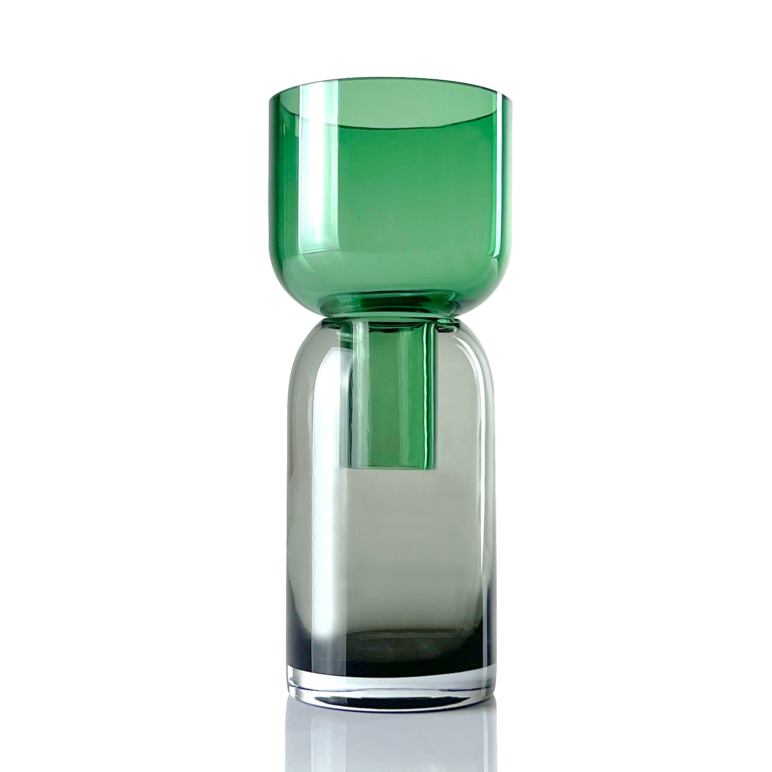 Small Green and Grey Glass Flip Vase