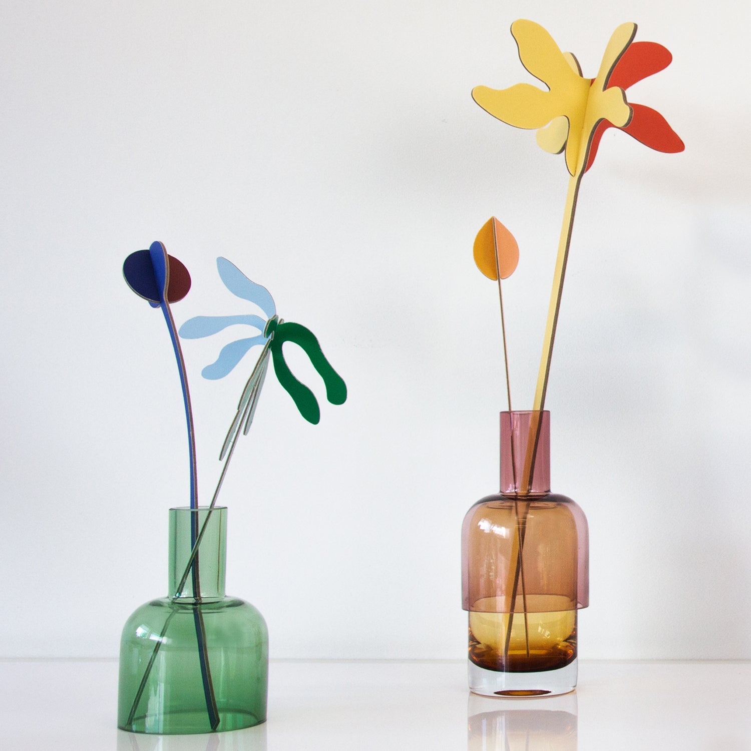 Small Pink and Yellow Glass Flip Vase