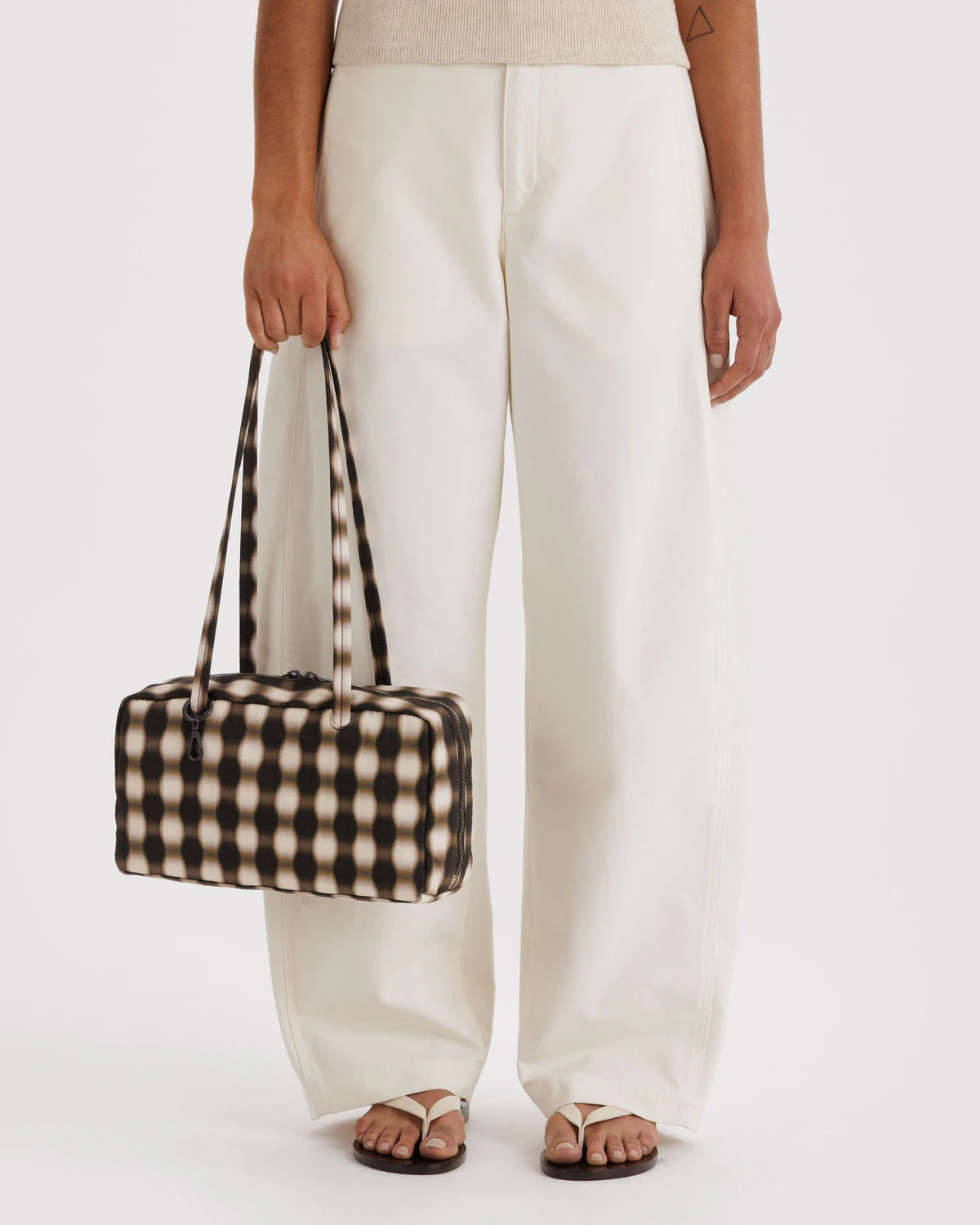 Nylon Bowler Bag | Blurred Gingham Brown
