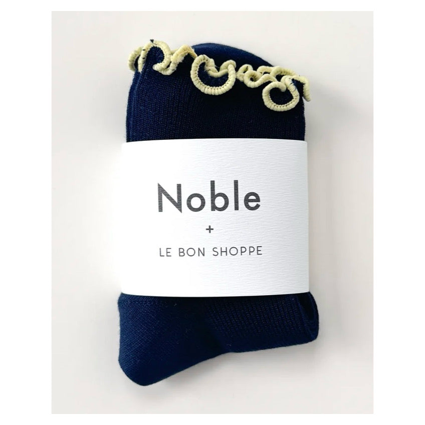 The Petite Ruffled Modal Socks | Navy & Butter