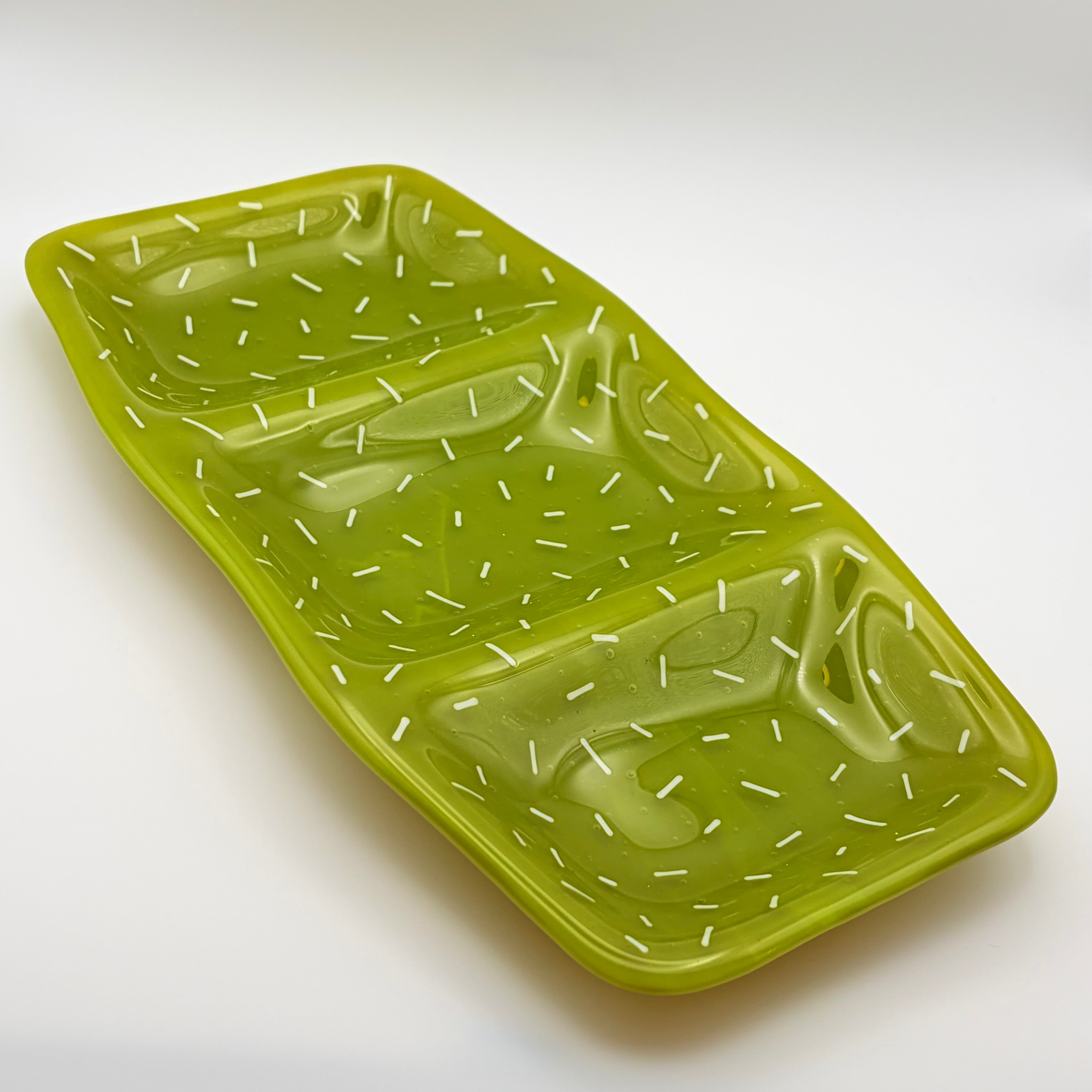Large Rectangle Glass Dish | Moss Speckle