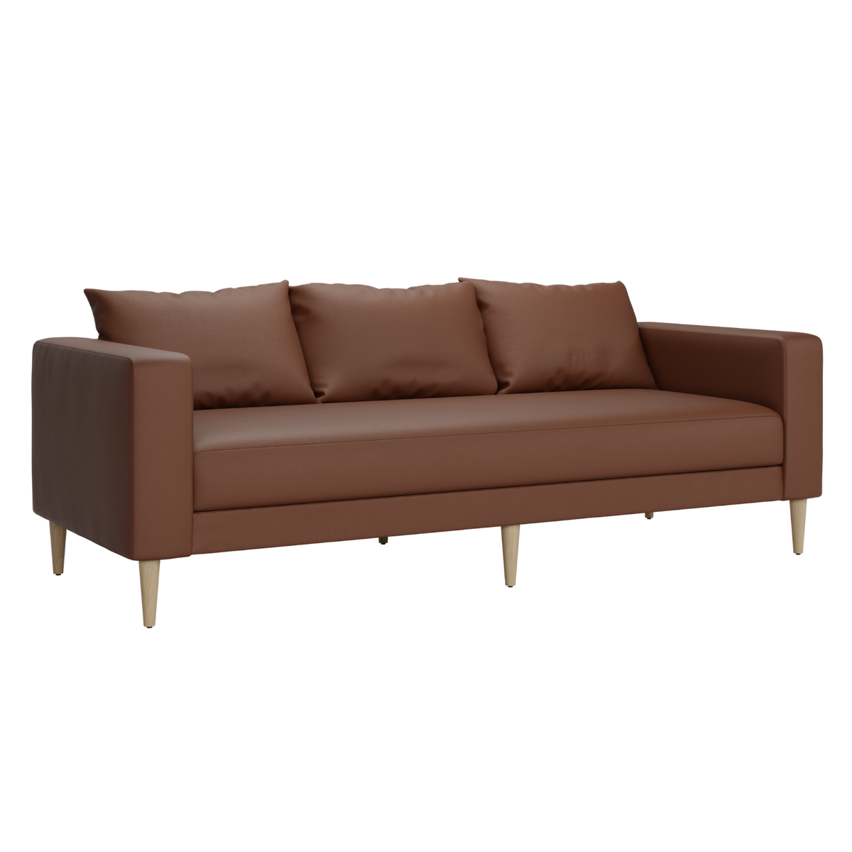 Brown leather sofa on a white background
