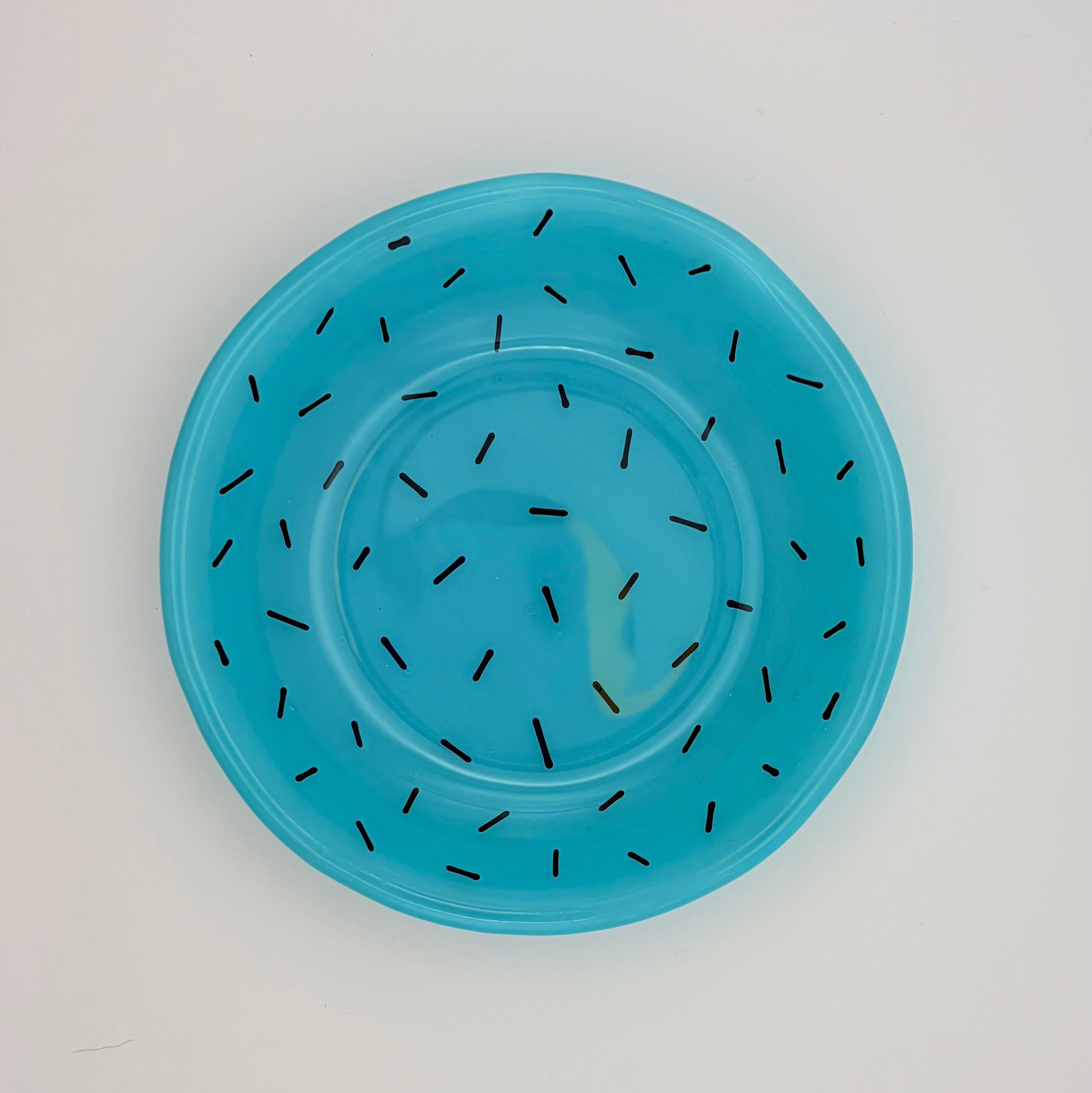 Medium Round Glass Dish | Blue Speckle