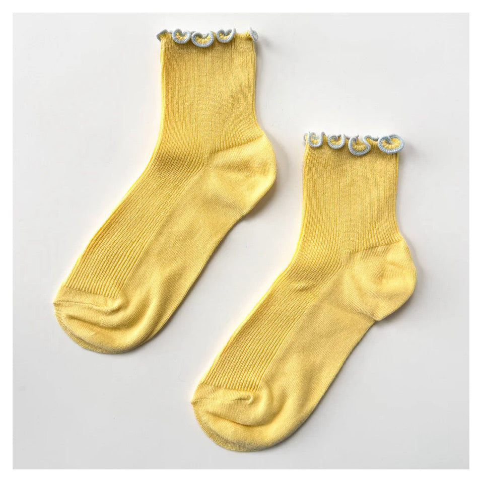 The Petite Ruffled Modal Socks | Butter & Baby Blue