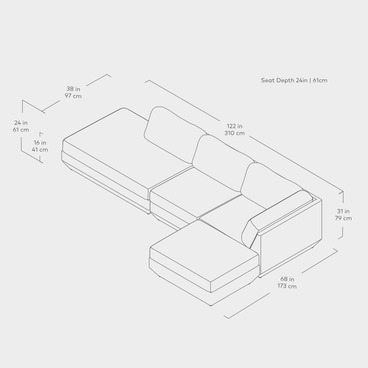 Podium Modular 4PC Lounge Sectional B | Right