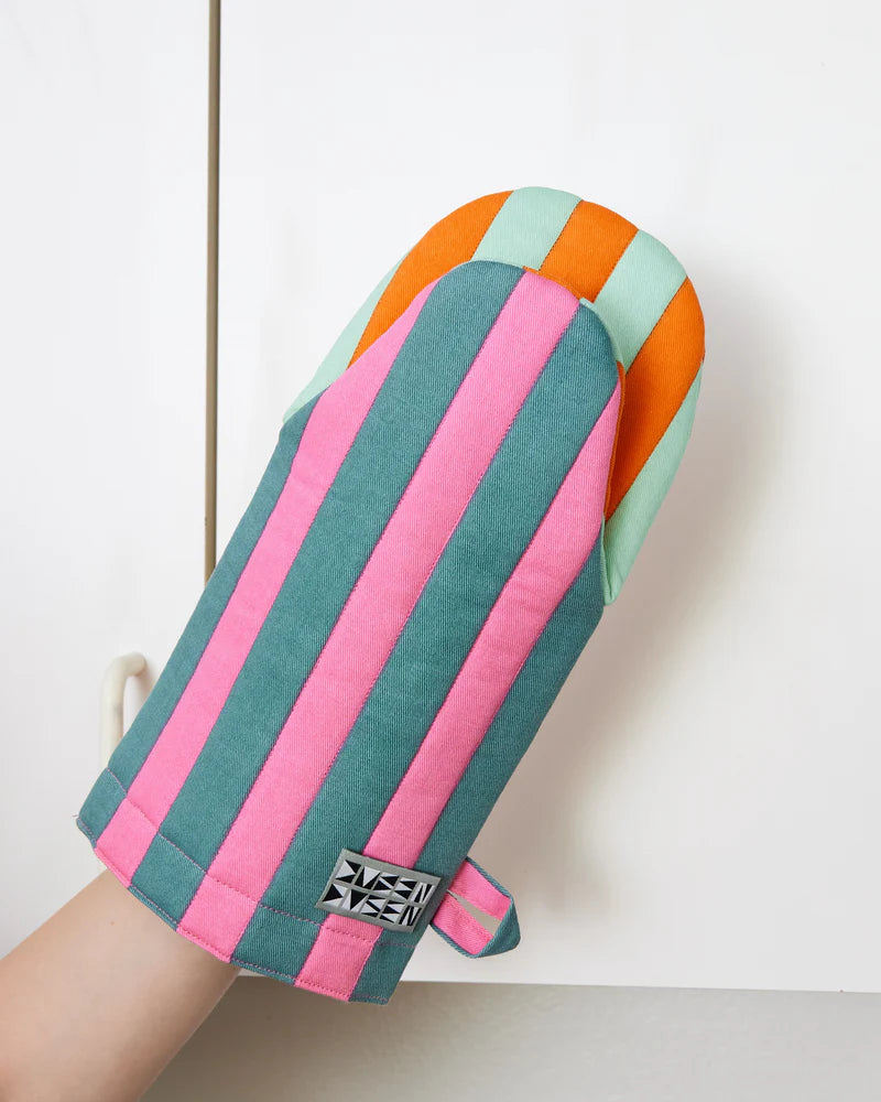 Striped Oven Mitts - Ginger