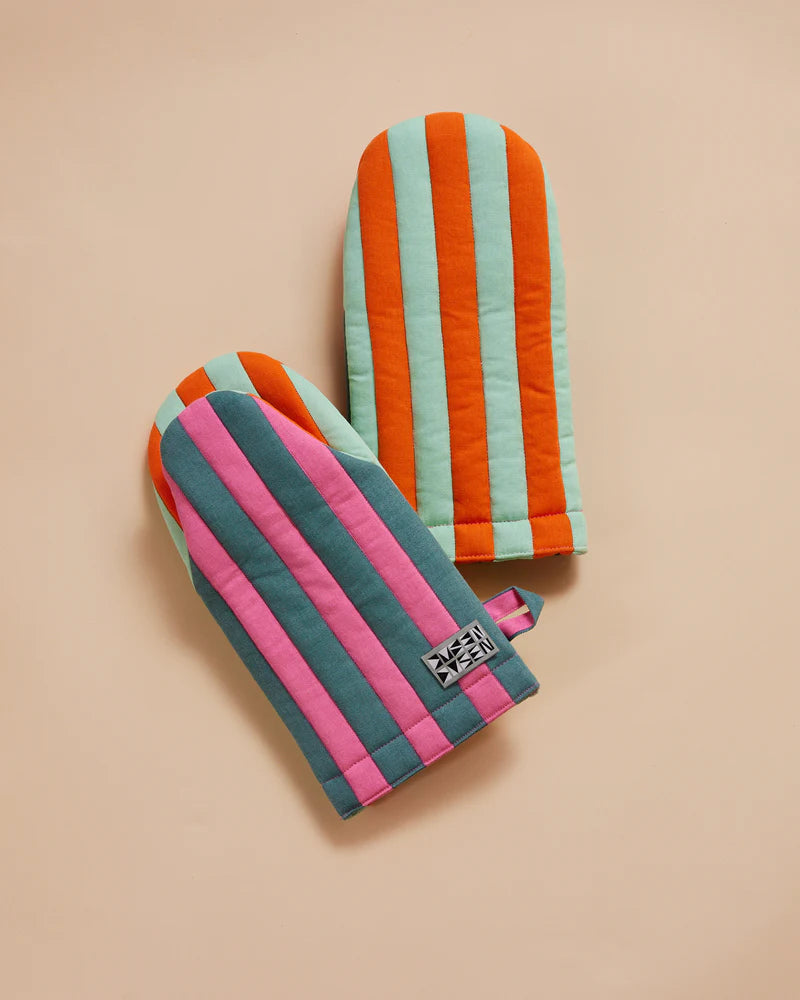 Striped Oven Mitts - Ginger