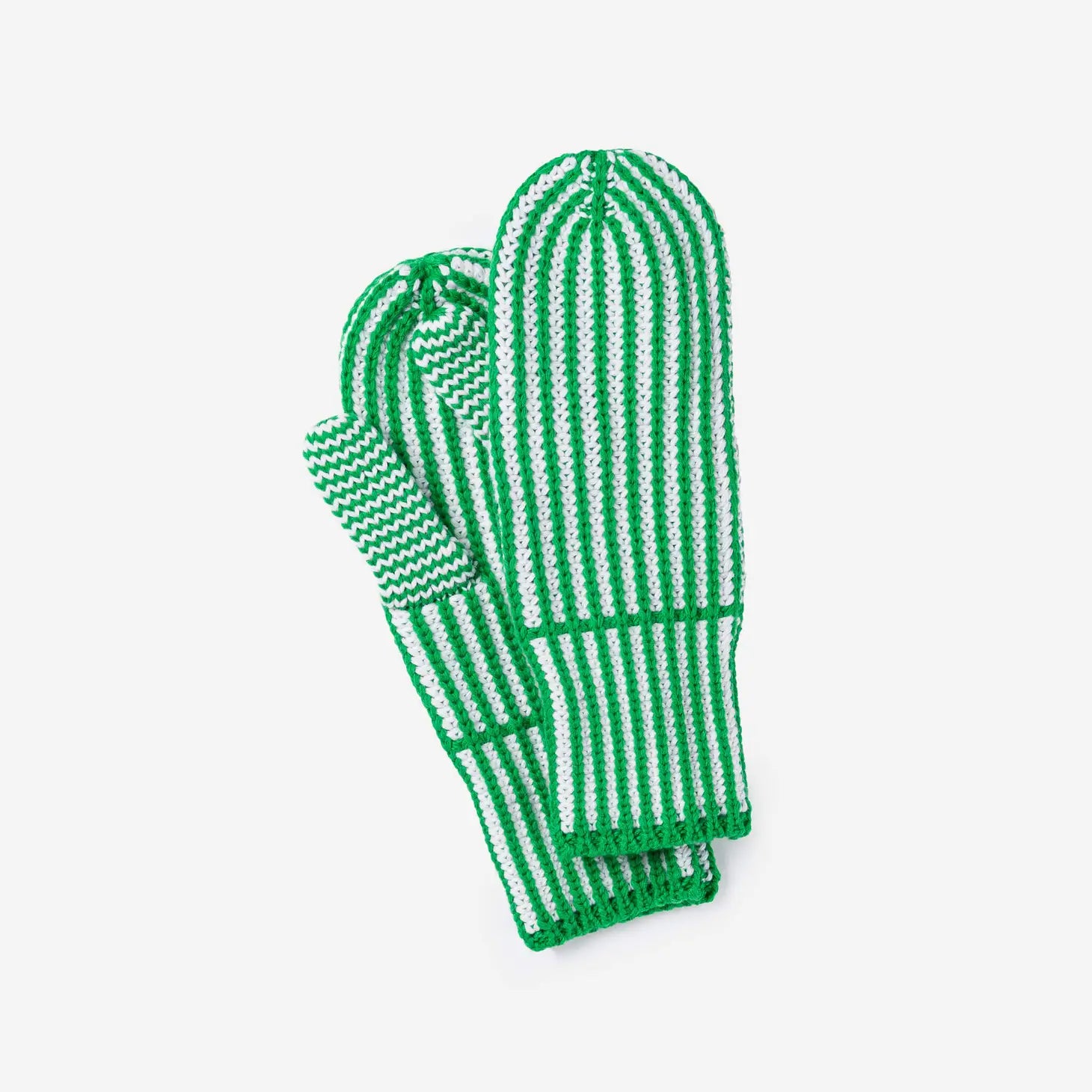 Stripe Knit Mitten - Green