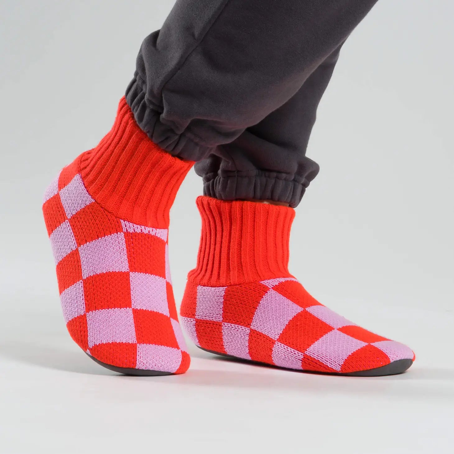Checkerboard Knit Sock Slipper