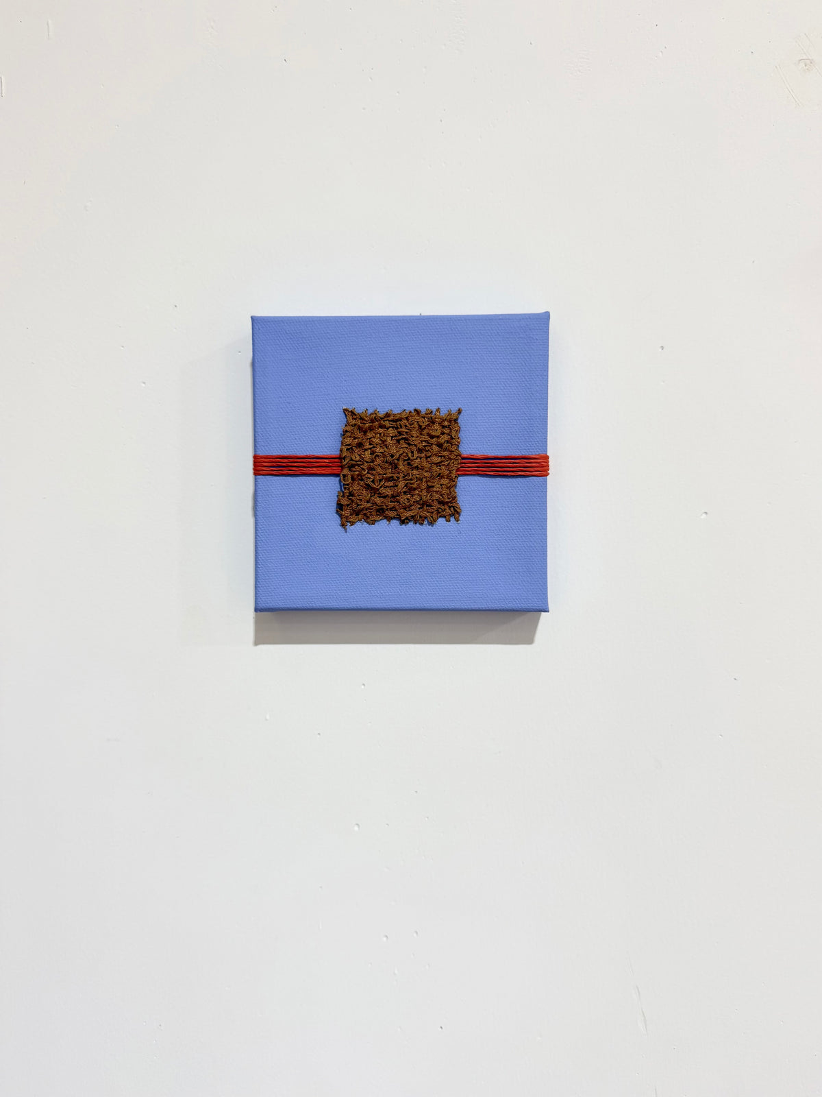 Mixed Media Fiber Art | Blue + Brown + Red