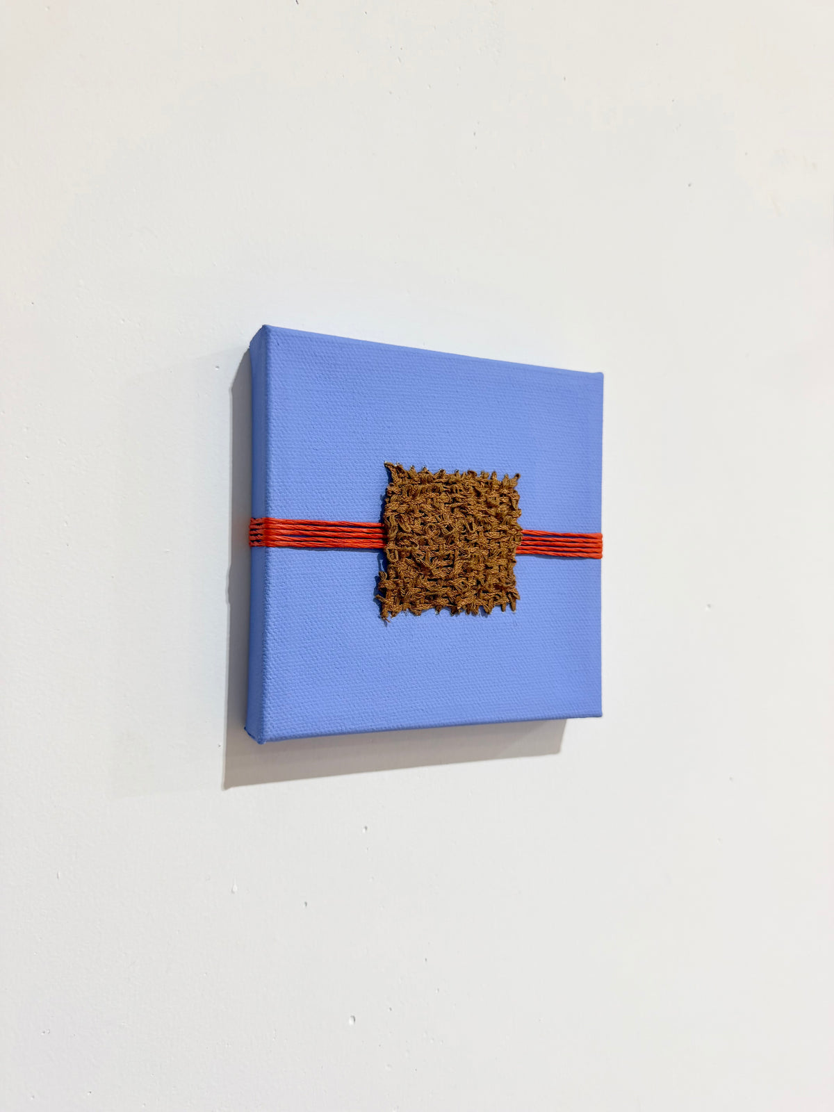 Mixed Media Fiber Art | Blue + Brown + Red