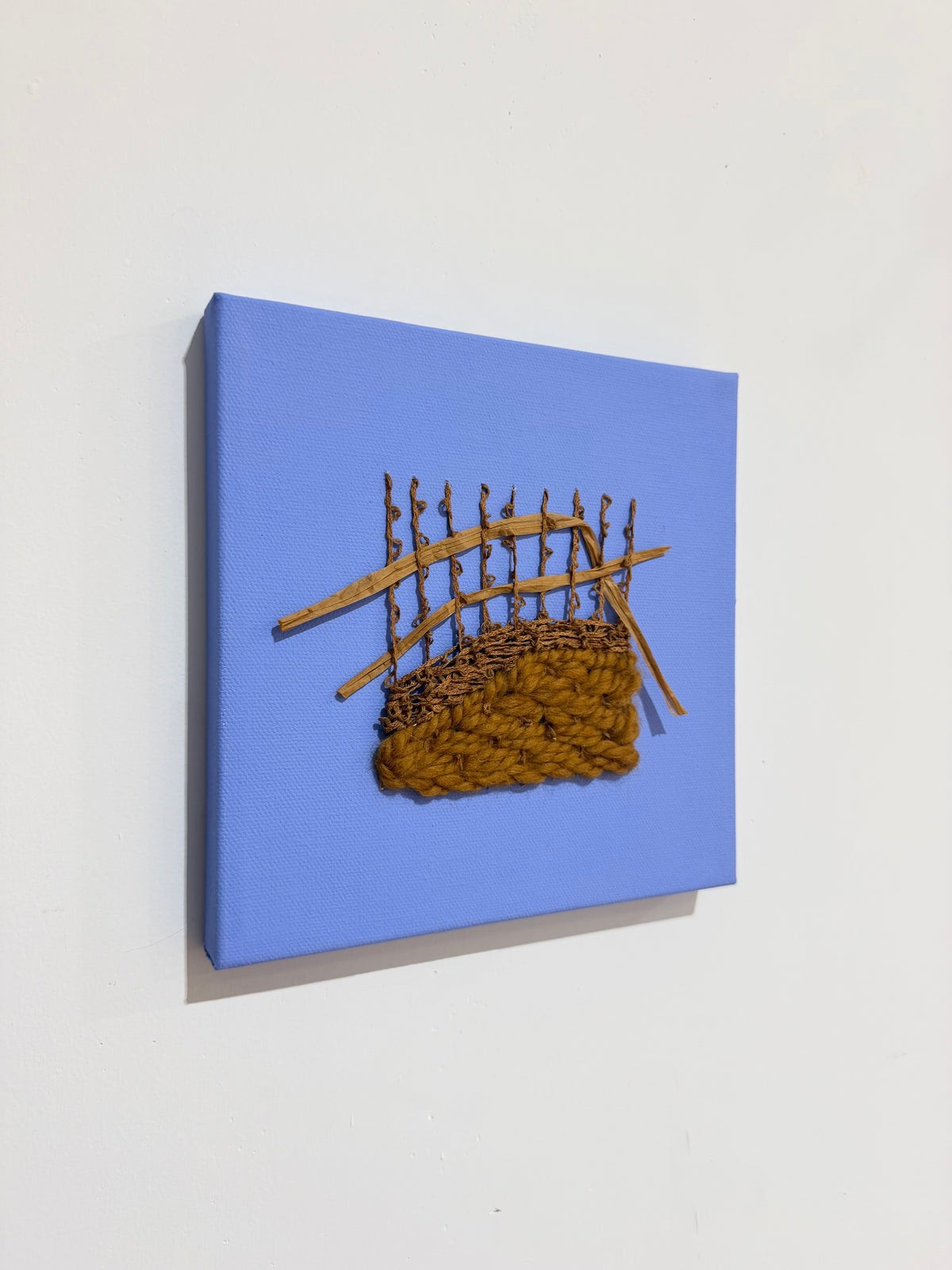 Mixed Media Fiber Art | Blue + Brown