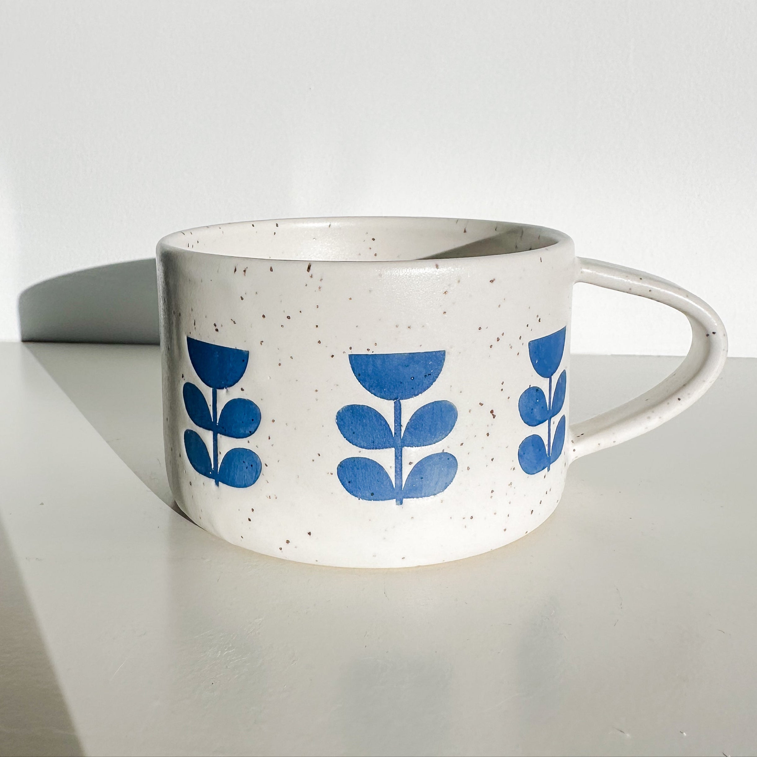 Flower Ceramic Mug - Cobalt Blue