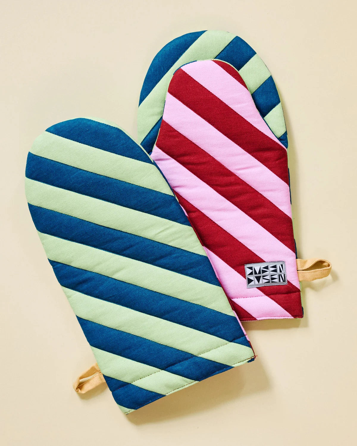 Striped Oven Mitts | Brioche