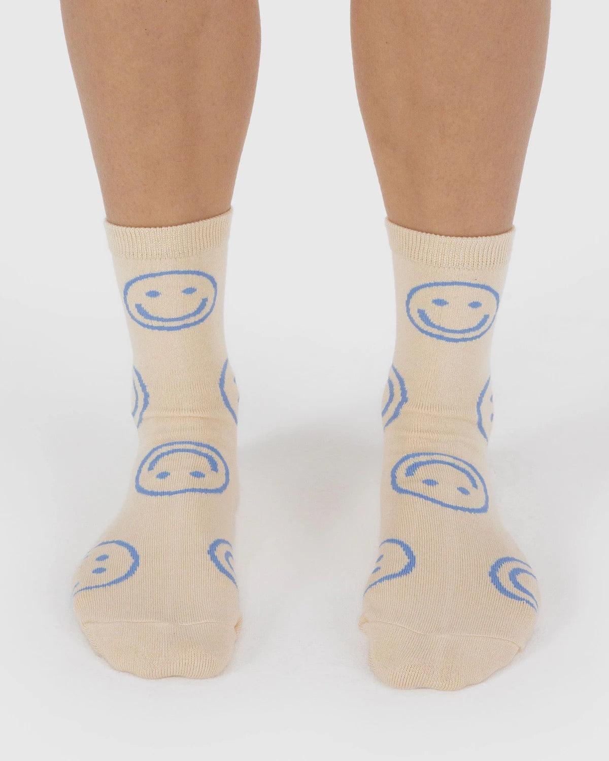 Crew Socks | Ecru Happy