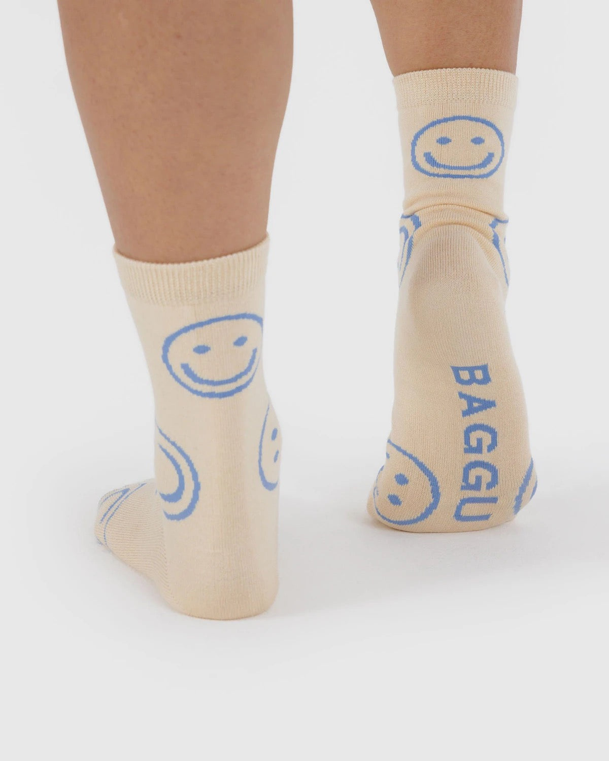Crew Socks | Ecru Happy