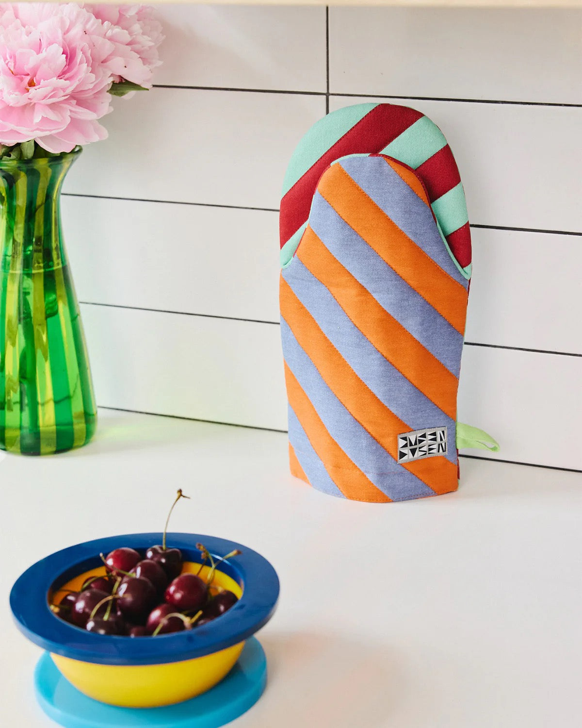 Striped Oven Mitts | Pumpernickel