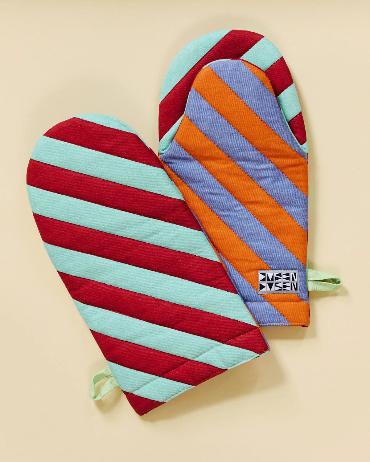 Striped Oven Mitts | Pumpernickel