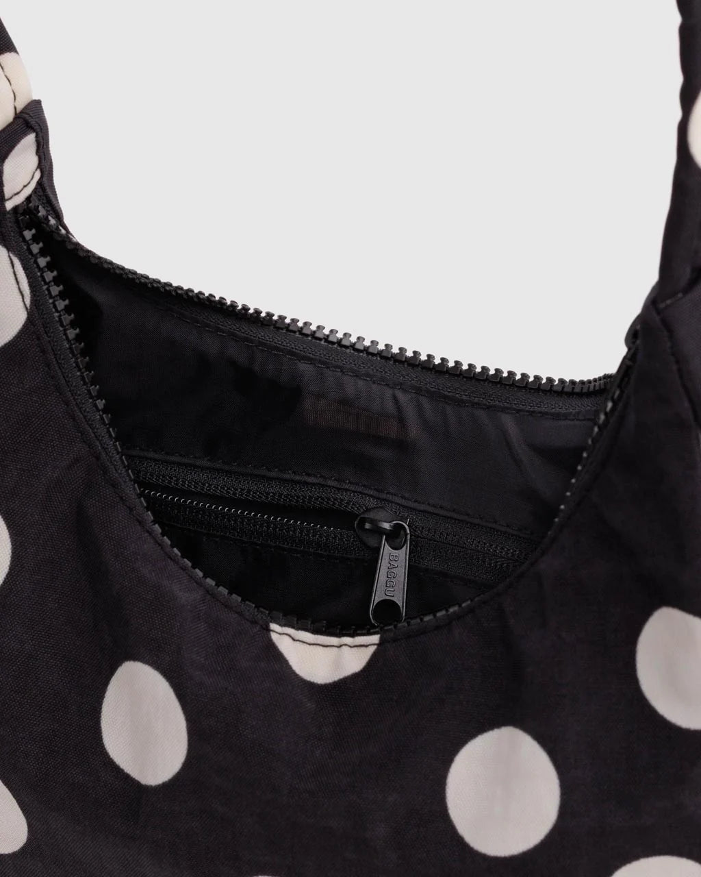 Mini Shoulder Bag | Black and Cream Polka Dot