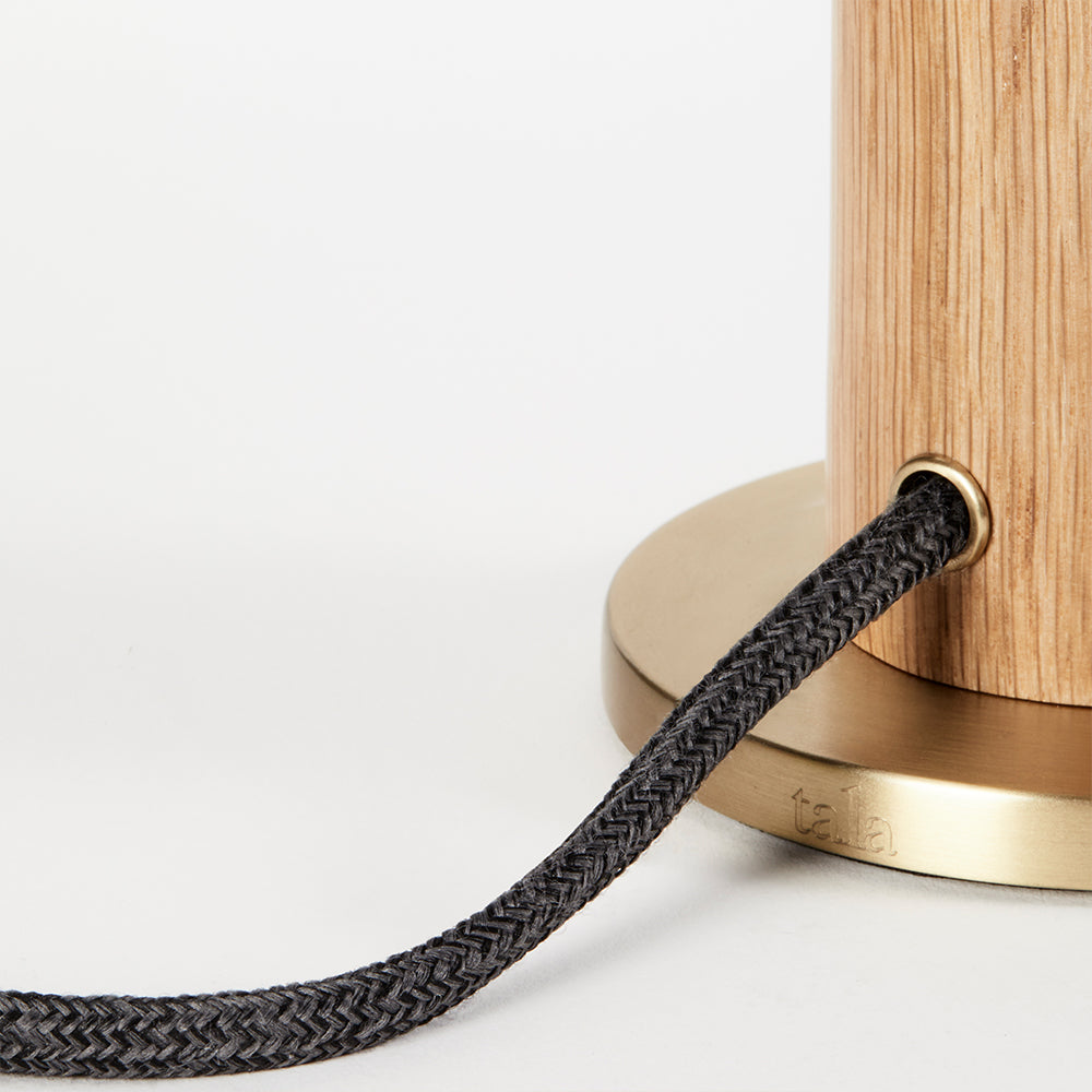 Knuckle Table Lamp in Oak + Oval Dim to Warm