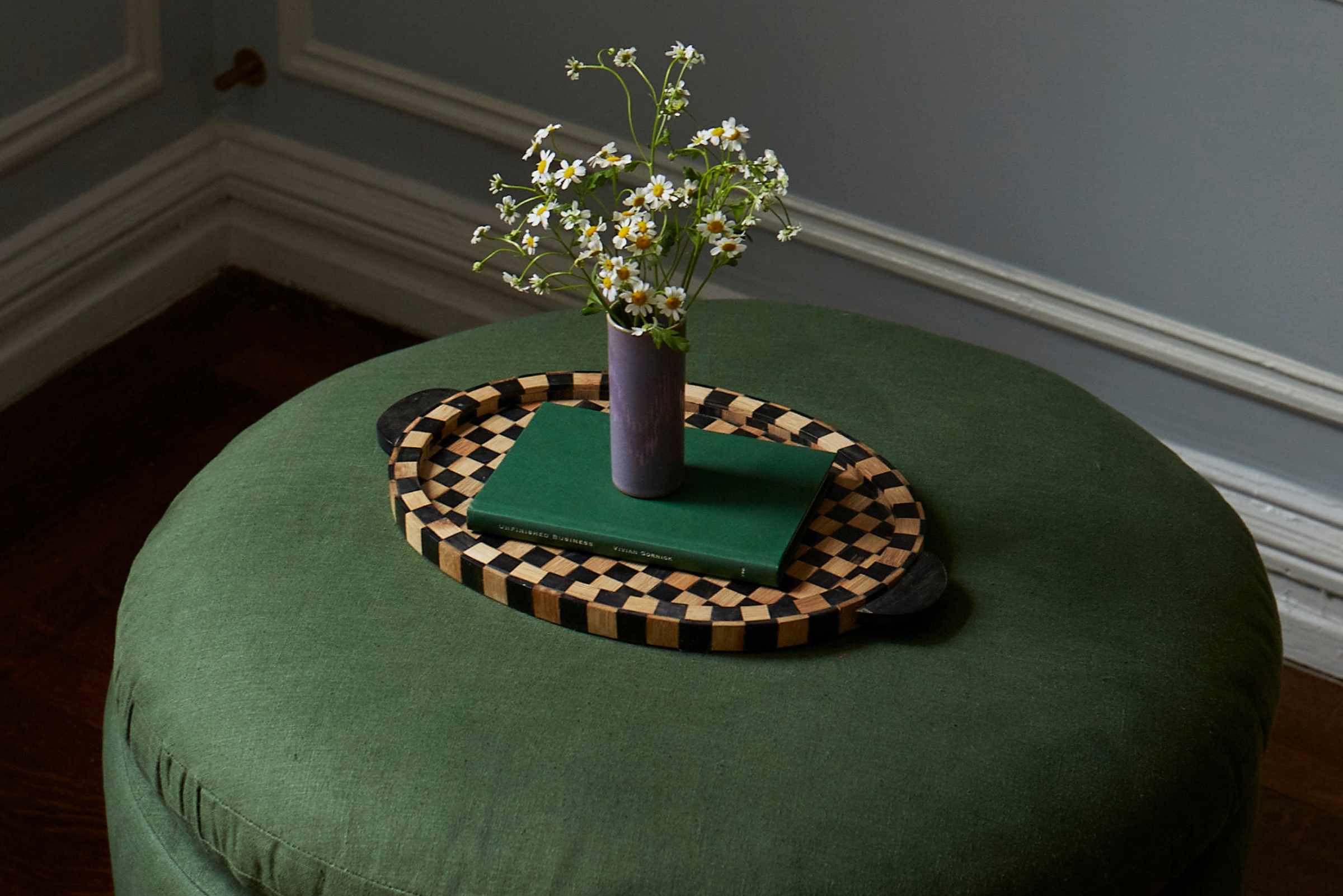 The Evergreen Ottoman | Recycled Velvet