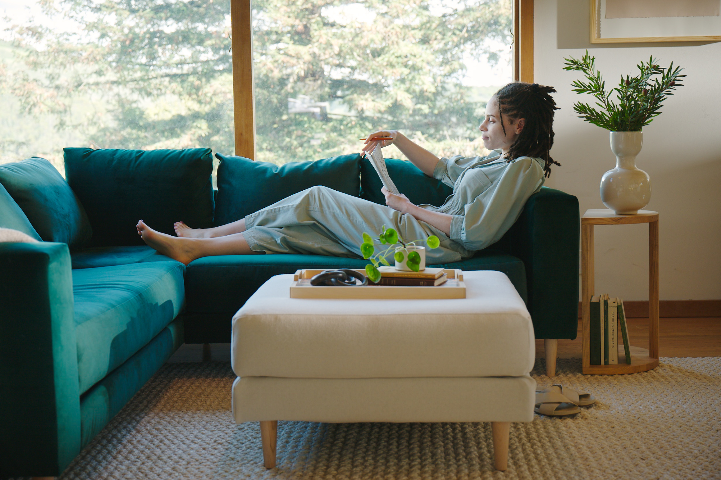 The Essential Ottoman | Cactus Leather