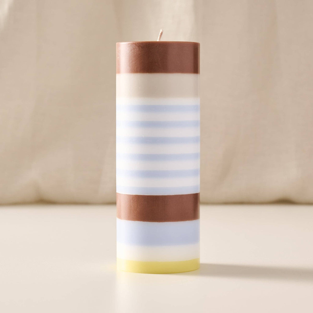 Obor Large Stripe Palm Wax Pillar Candle | Natural