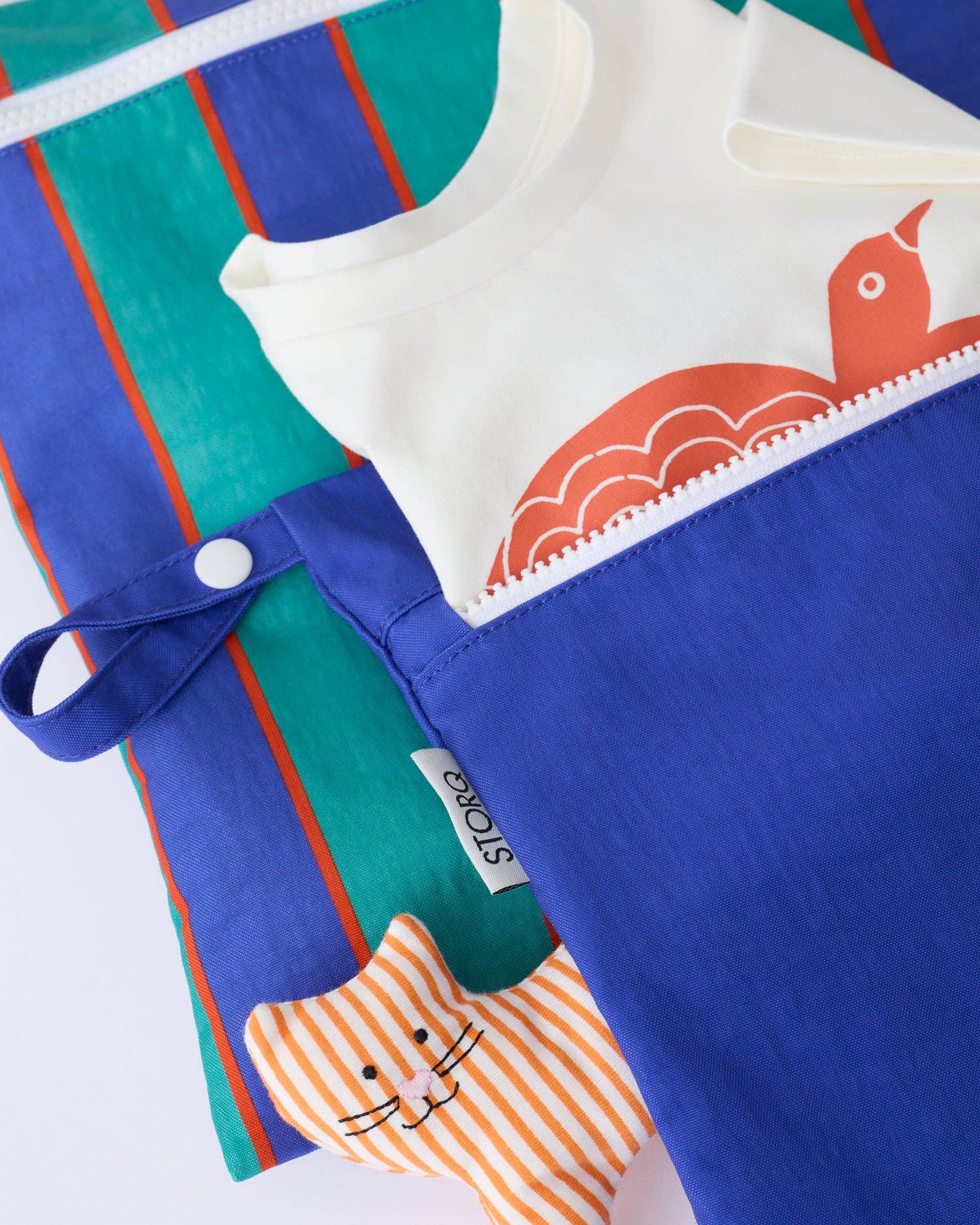 Wet/Dry Bag Set | Navy & Green Stripe