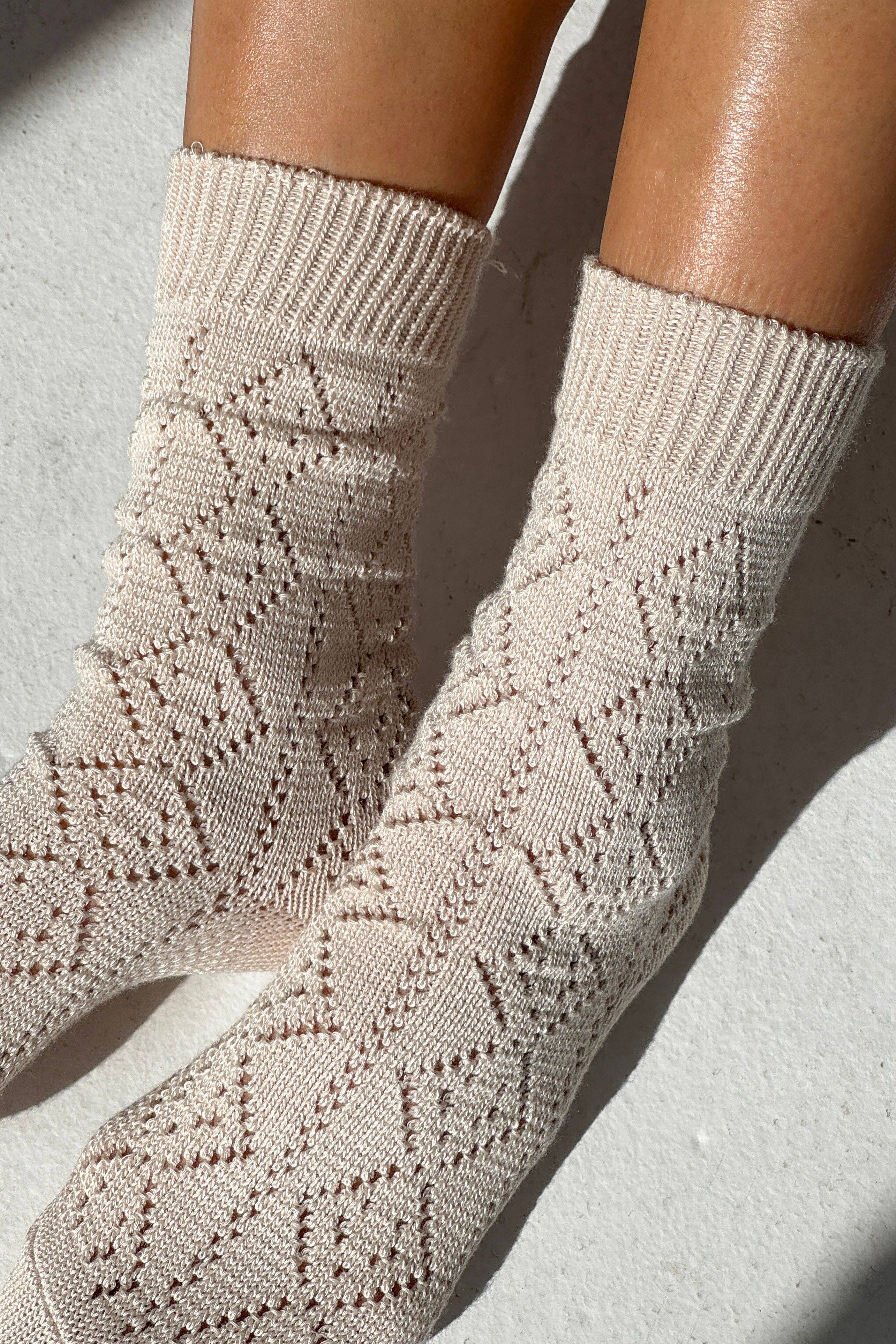 Modal Eyelet Socks | Oyster