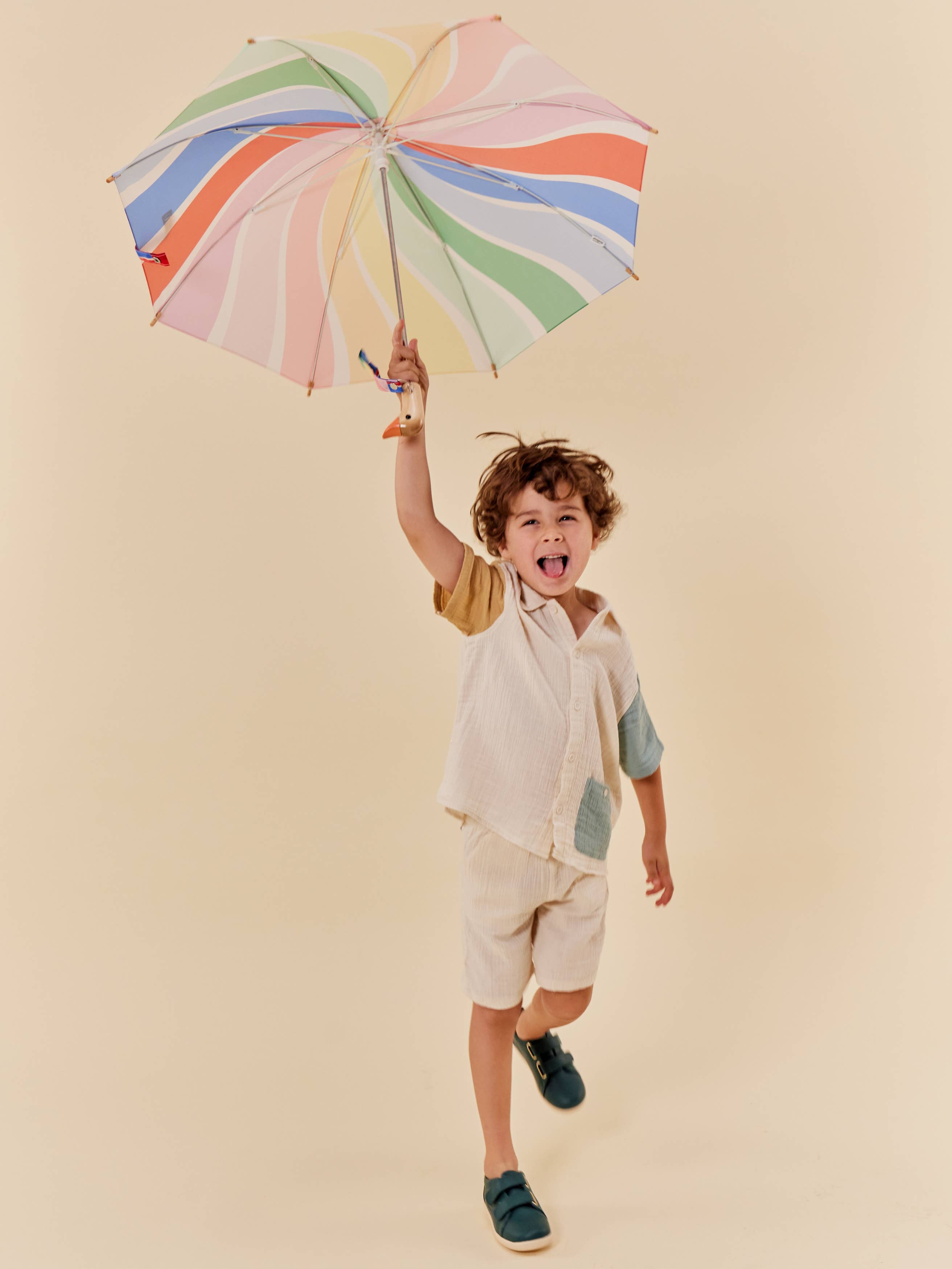 Original Duckhead Umbrella | Meri Meri Rainbow Stripes Duckling Kids Umbrella