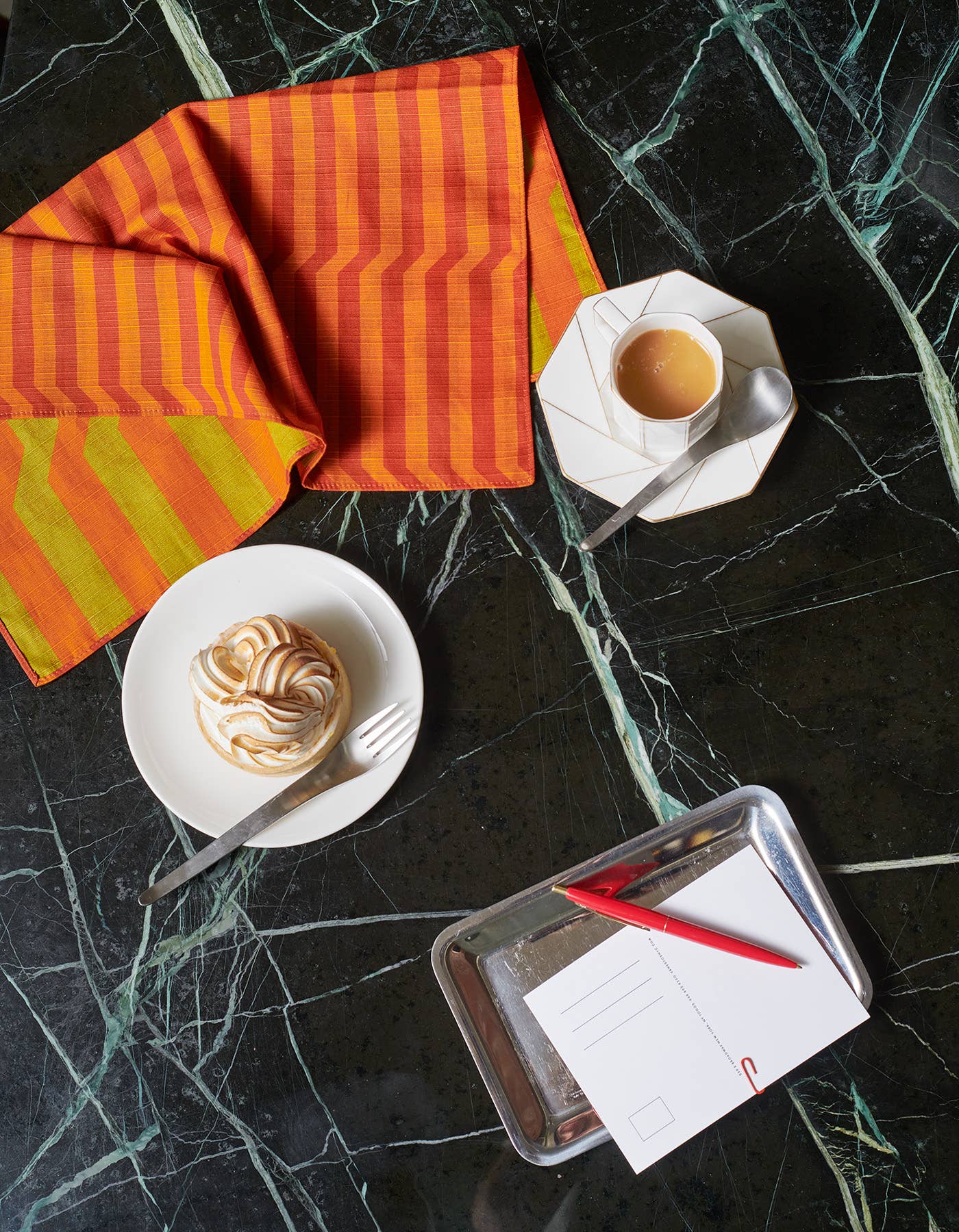 Dinner Napkin Double Sided Stripe Vermillion