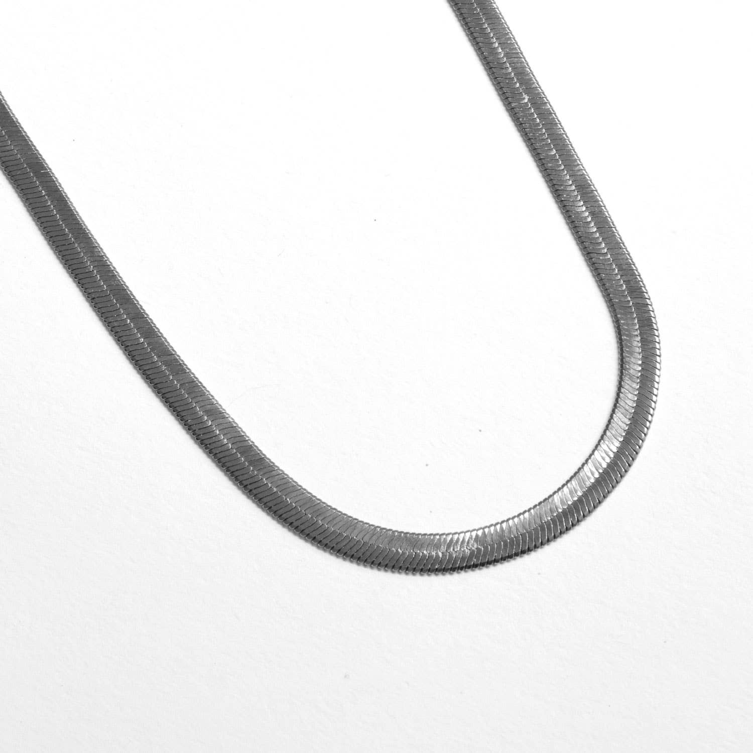 Herringbone Snake Chain Necklace | Silver