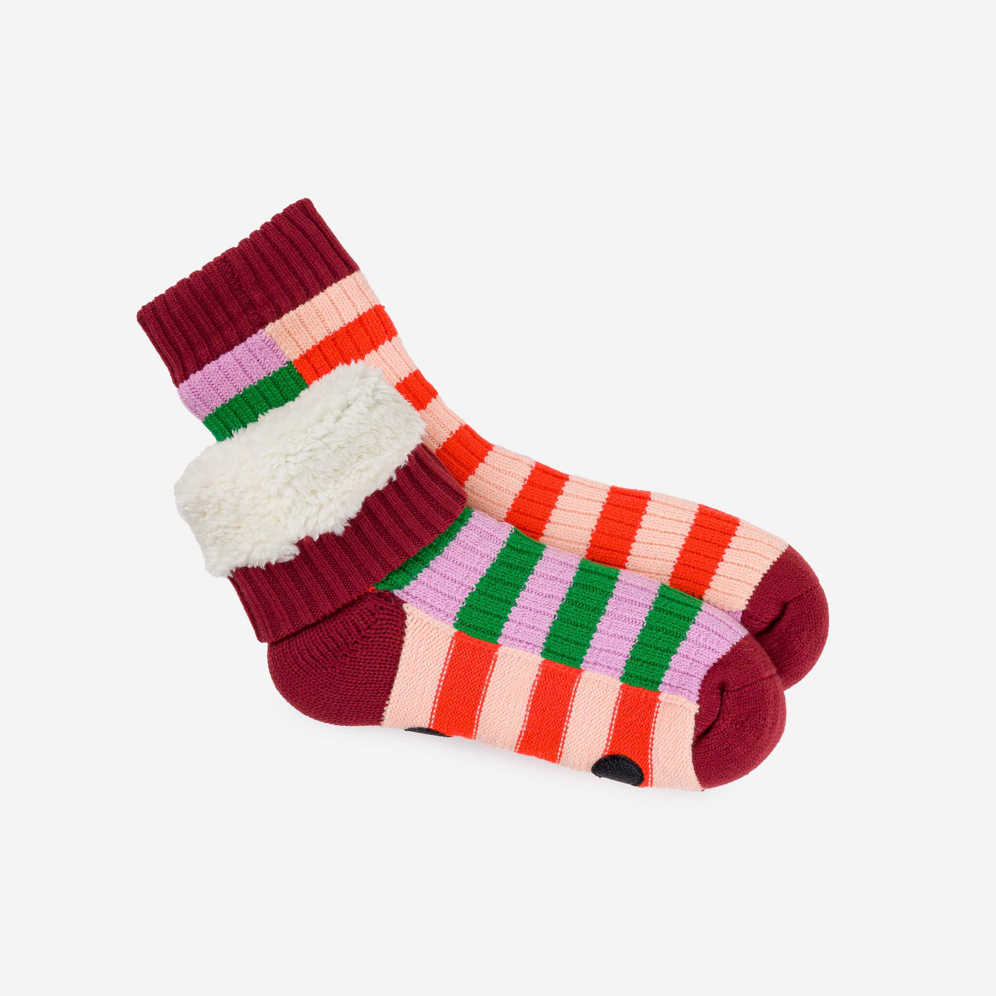 Super Stripe Knit House Socks: Kelly Lilac