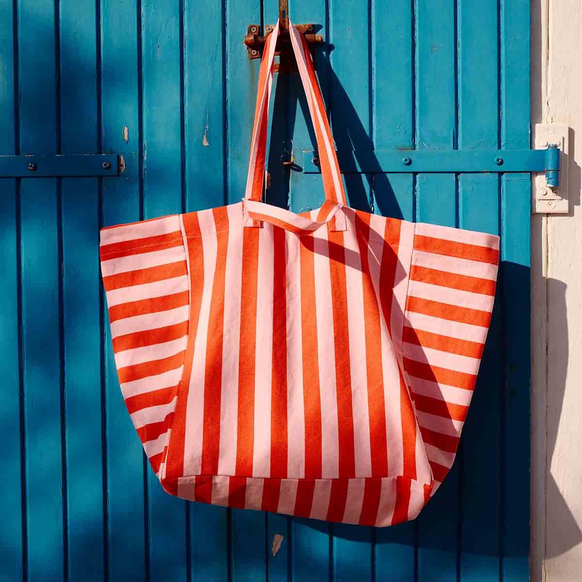 Elisa Tote Bag | Tomato & Pink Stripes