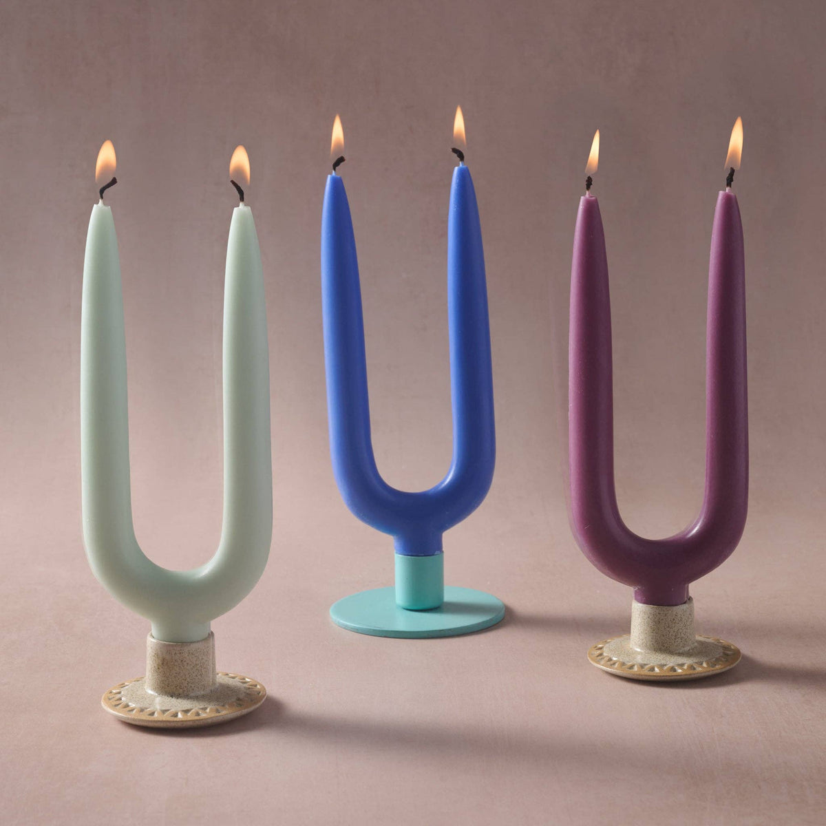 Pindho Palm Wax Twin Candle | Cobalt