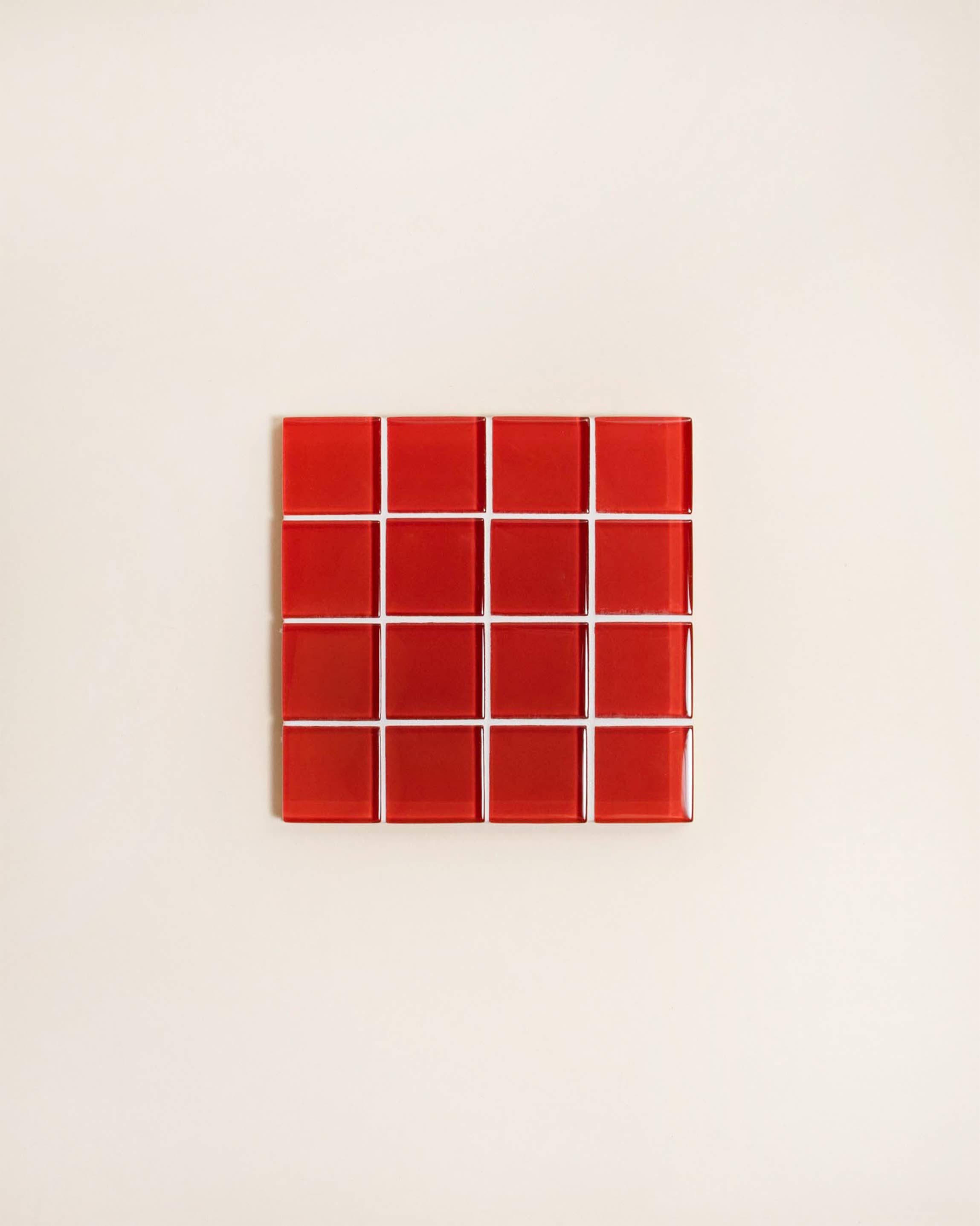 Glass Tile Coaster - It's Apple Red