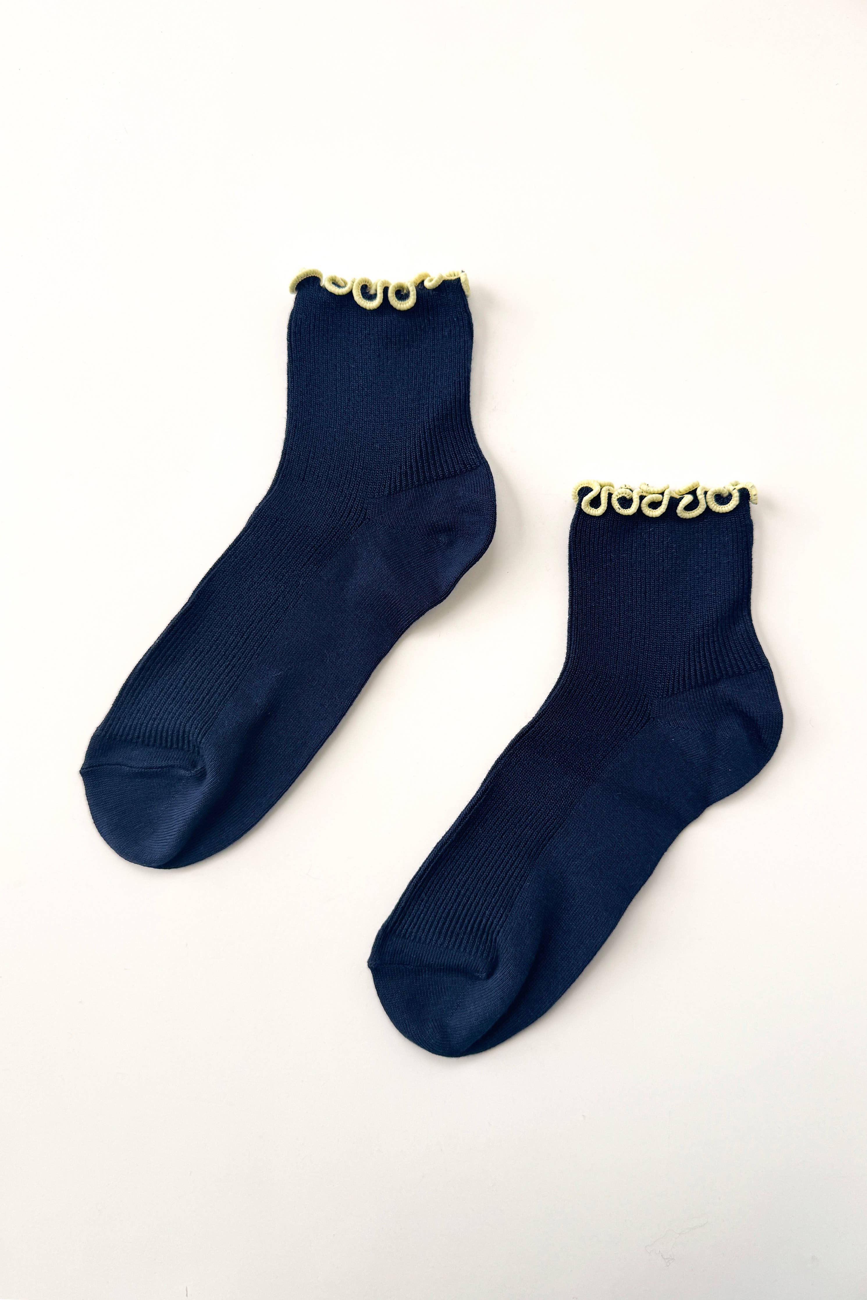 The Petite Ruffled Modal Socks | Baby Blue & Butter