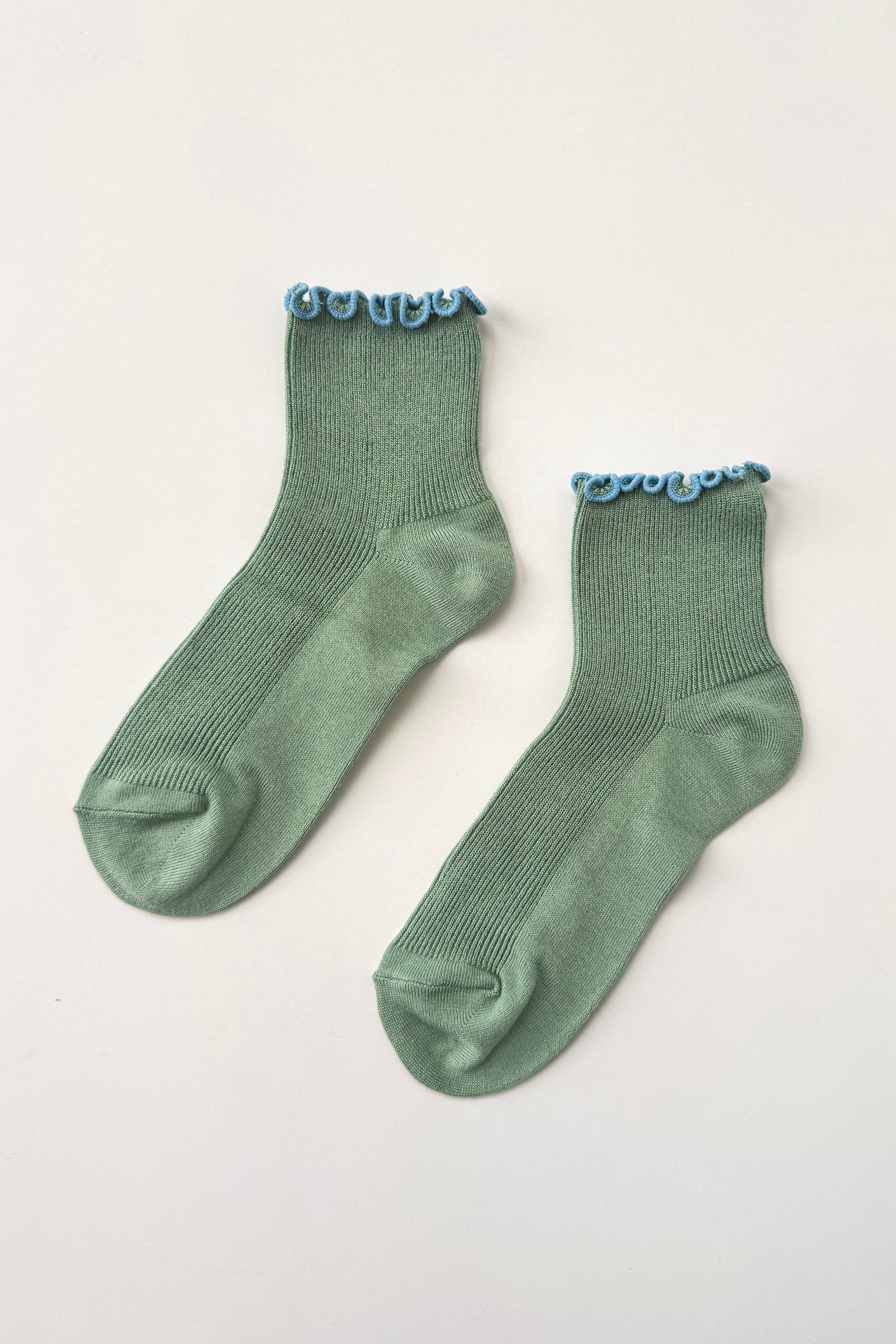 The Petite Ruffled Modal Socks | Sea Glass & Powder Blue