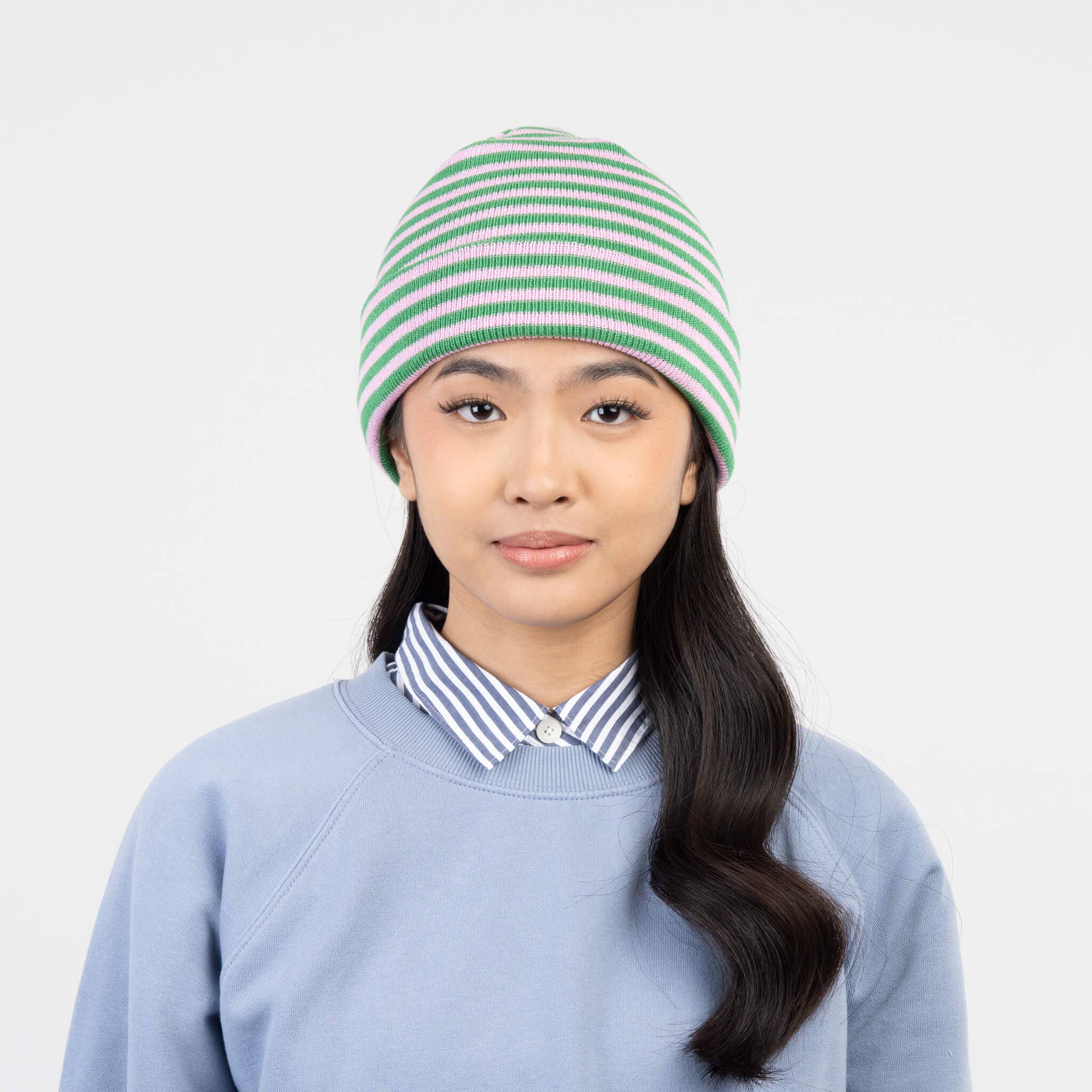 Simple Stripe Knit Beanie | Kelly Lilac