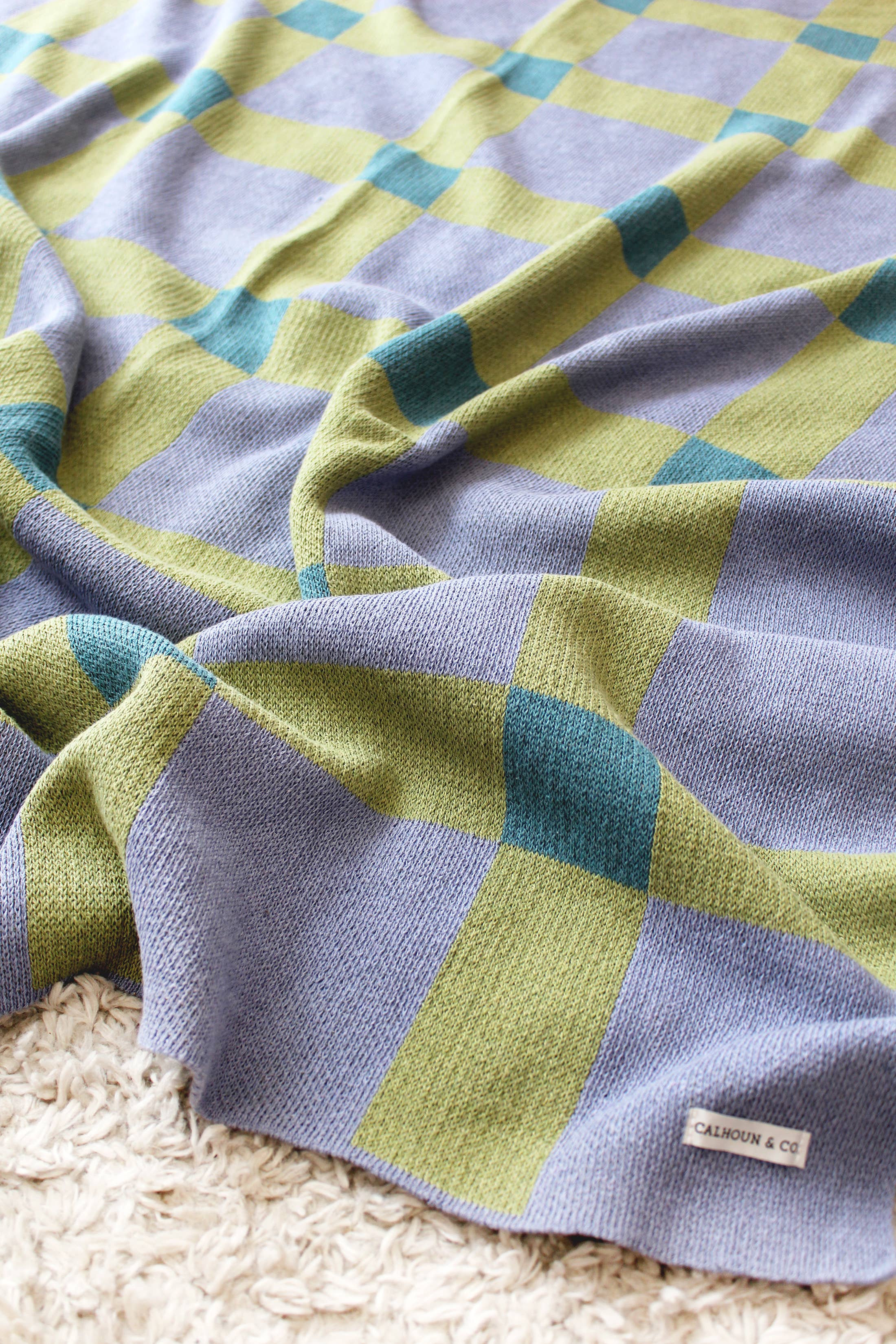 Gingham Knit Blanket | Blueberry Pie