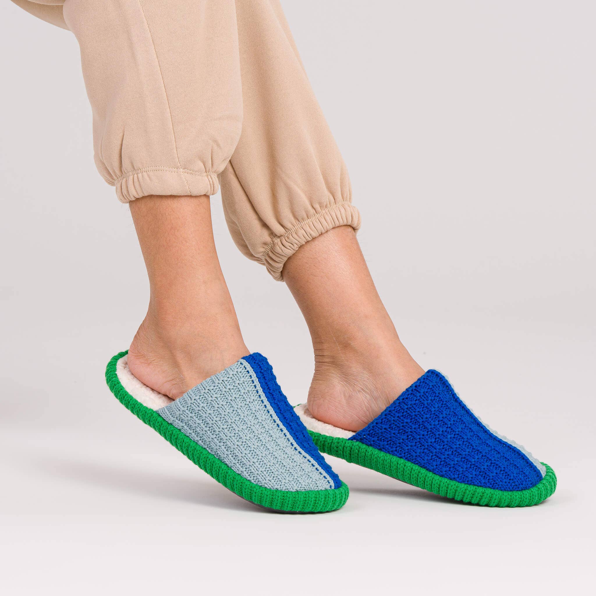 Colorblock Slide Slippers | Stone Blue Cobalt