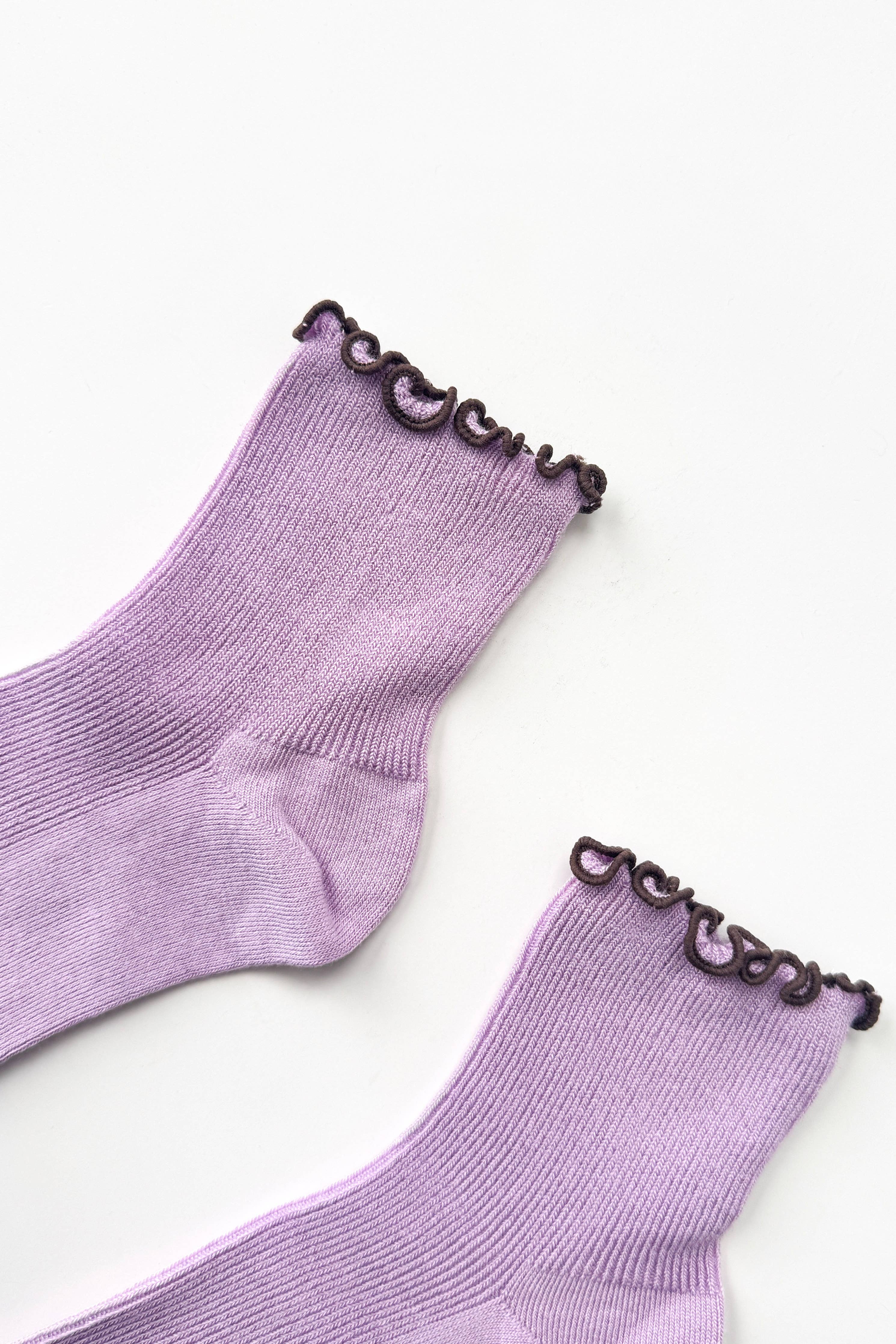 The Petite Ruffled Modal Socks | Baby Blue & Butter