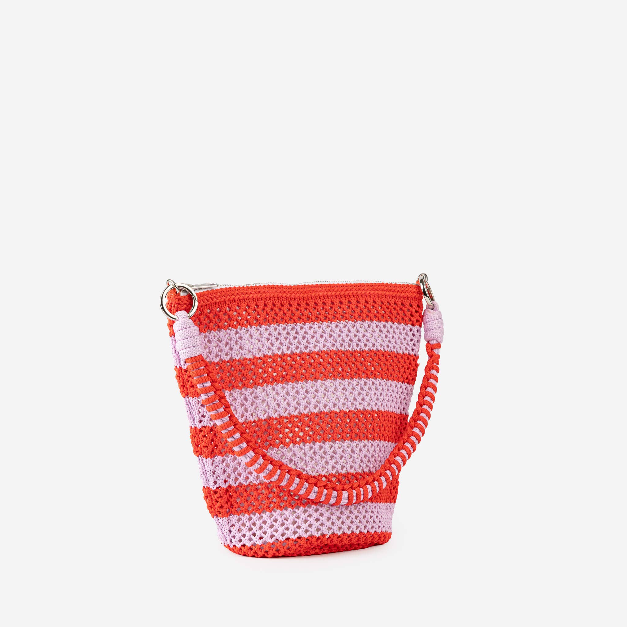 Stripe Raffia Zip Bag | Poppy Lilac