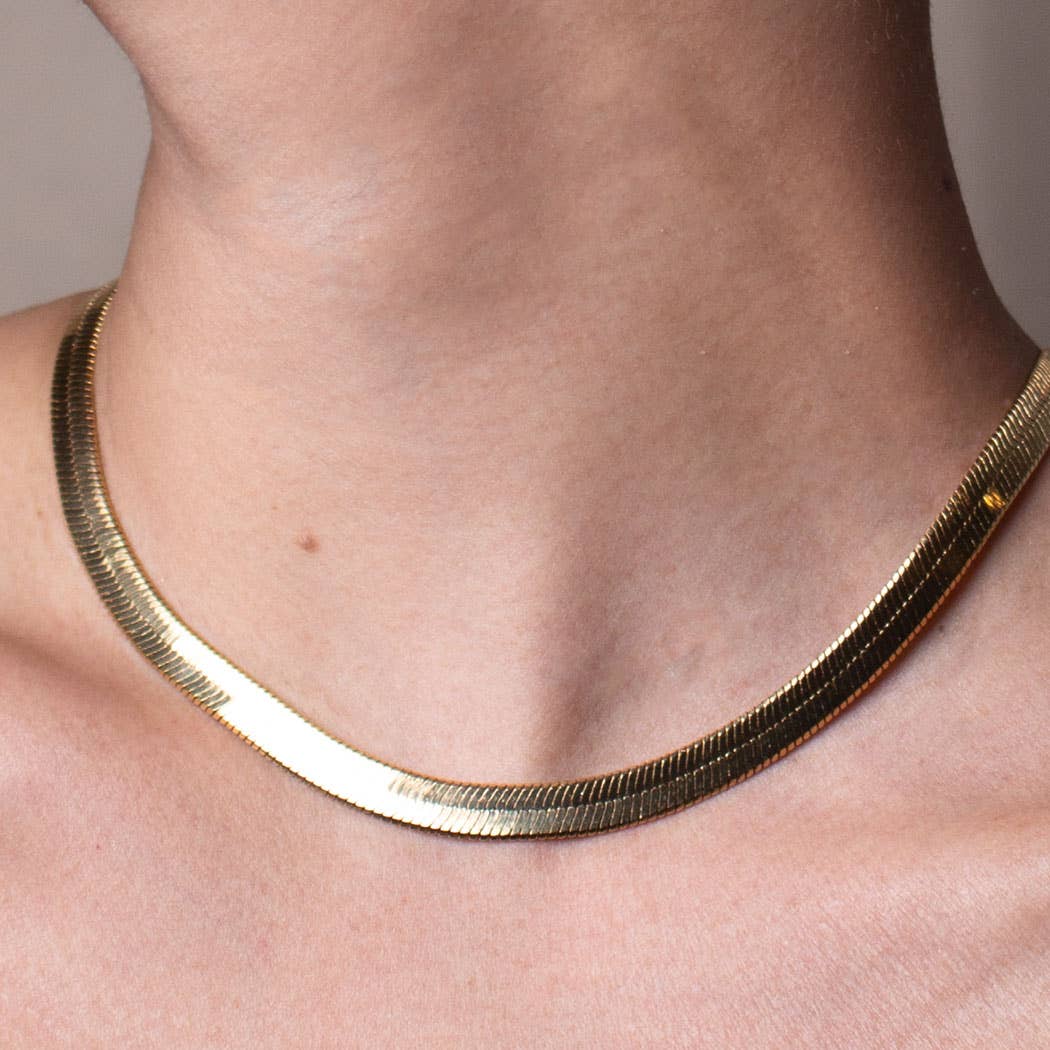 Herringbone Necklace Chain | Gold