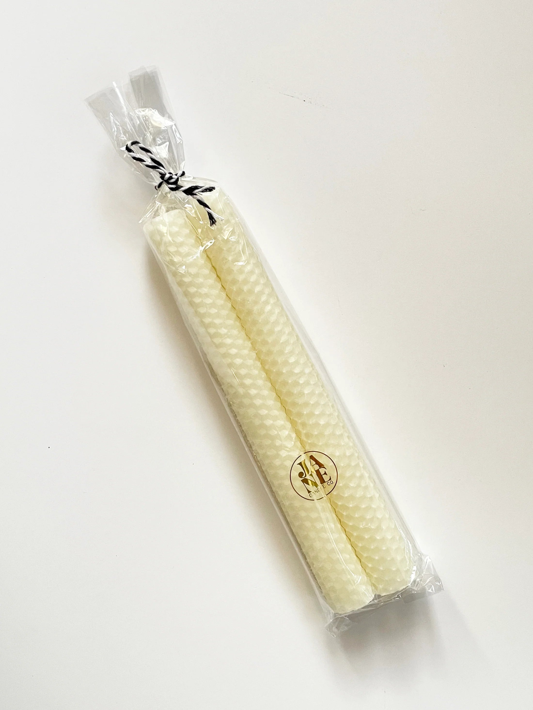 Hand-rolled Beeswax Taper Set of 2 Creme