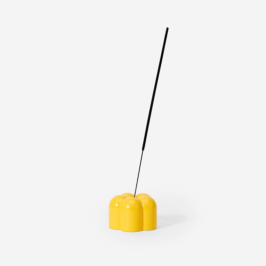 Poppy Candle & Incense Holder: Yellow