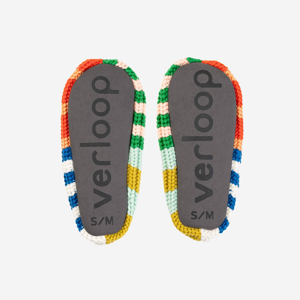 Patchwork Stripe Rib Slippers | Rainbow | M/L