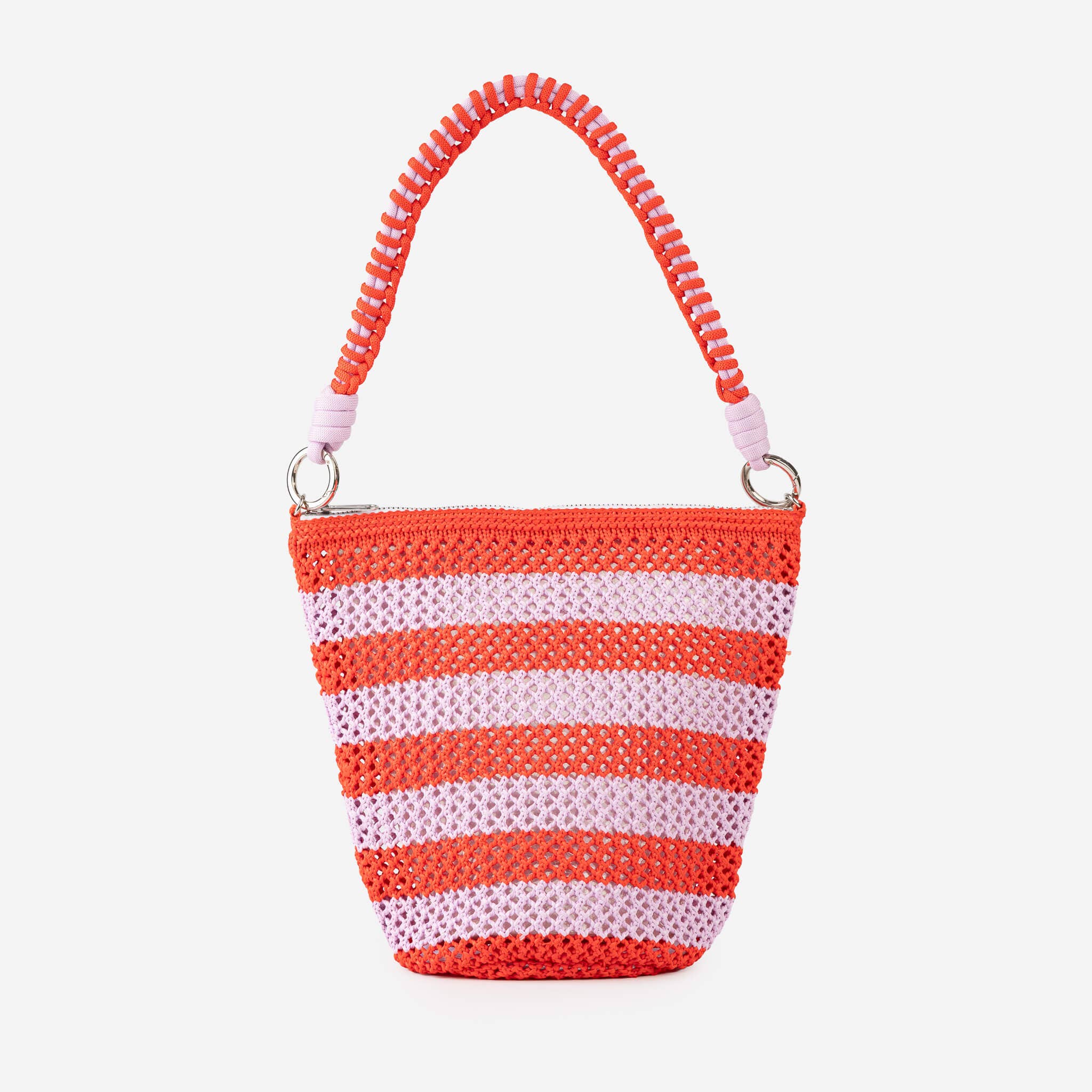 Stripe Raffia Zip Bag | Poppy Lilac