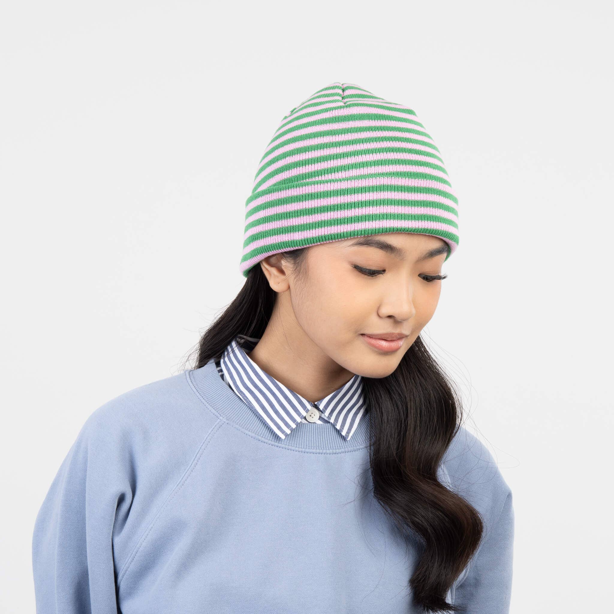 Simple Stripe Knit Beanie | Kelly Lilac